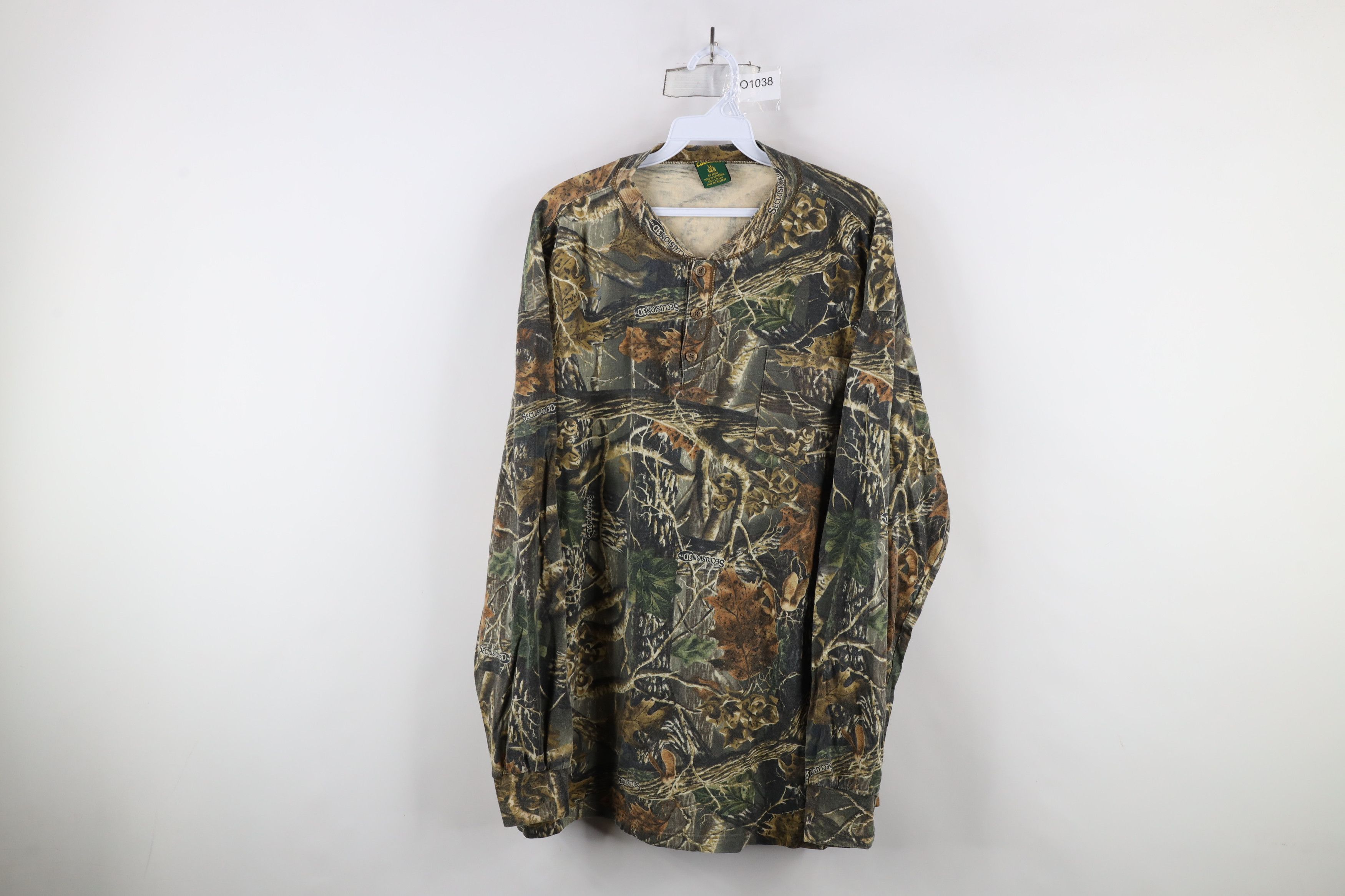 Cabelas × Vintage Vintage Cabelas Camouflage Long Sleeve Henley T-Shirt Cotton Size US XL / EU 56 / 4 - 1 Thumbnail