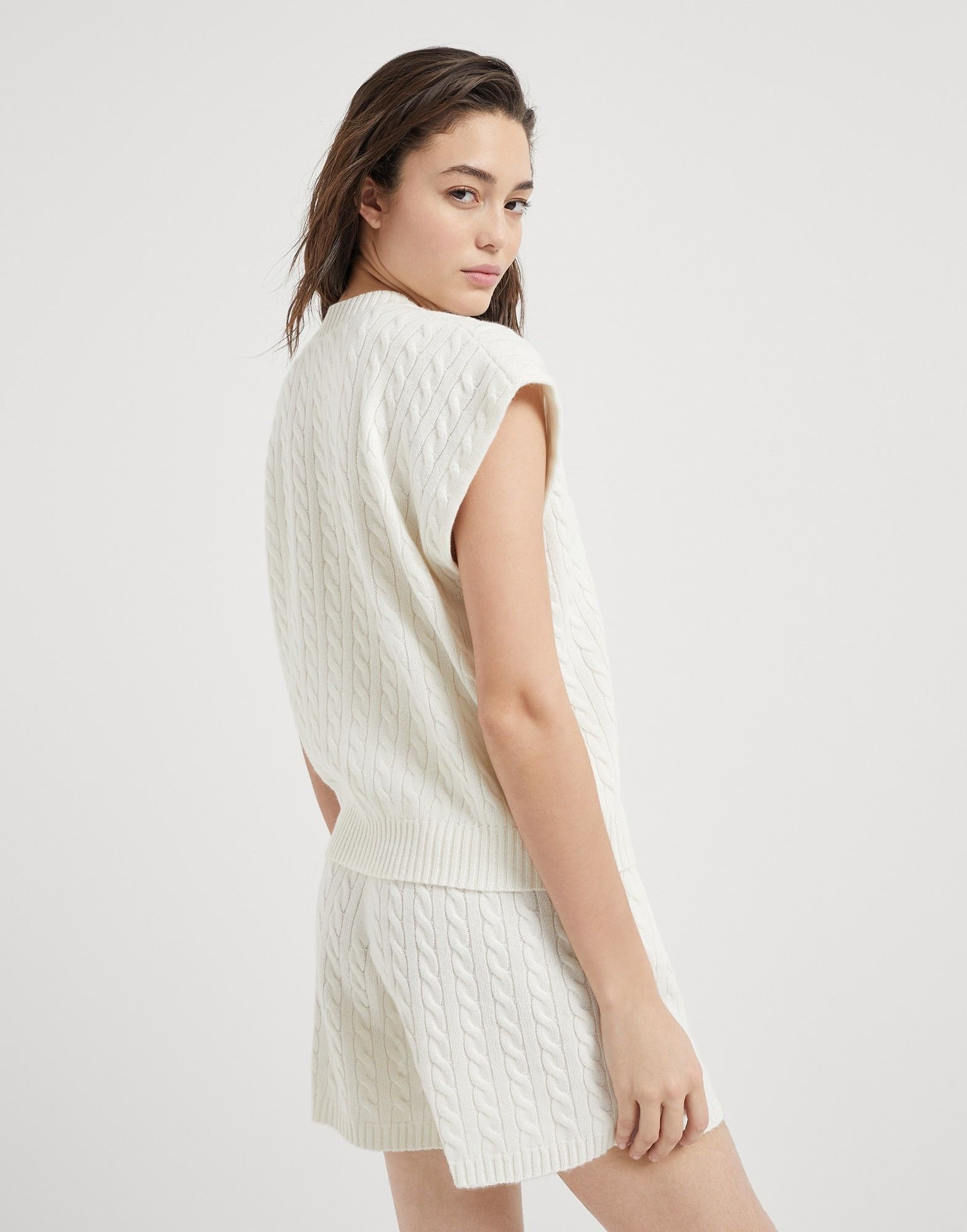 Brunello Cucinelli o1la1rc1a1025 Cashmere Sweater in White Size M / US 6-8 / IT 42-44 - 2 Thumbnail