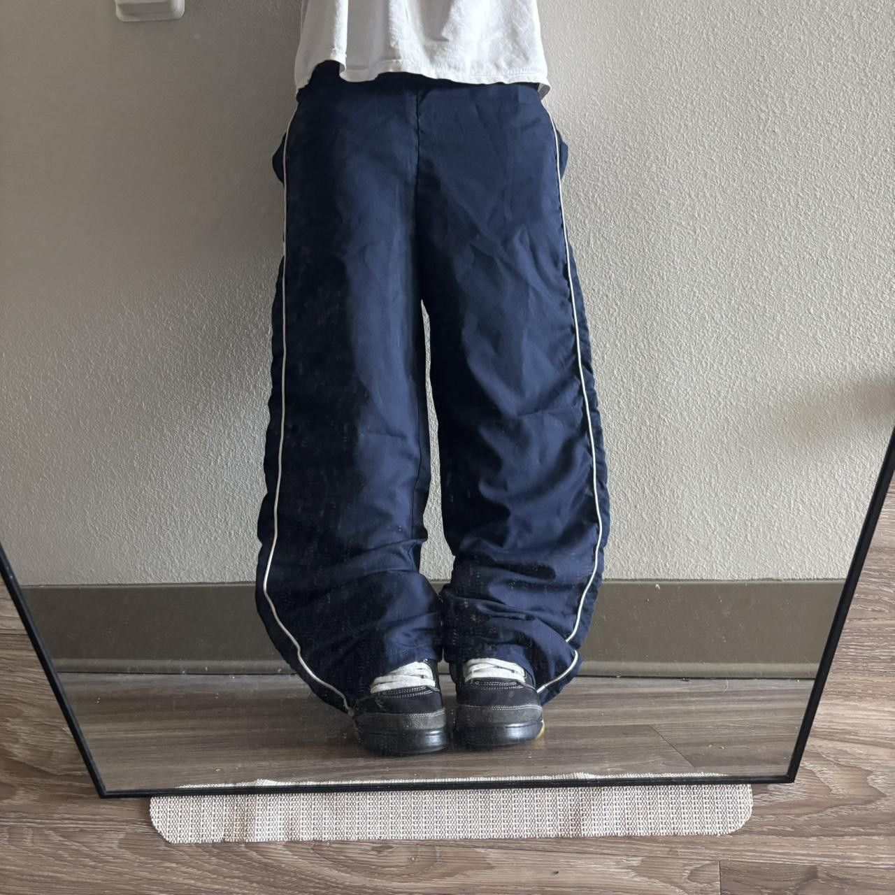 Vintage Crazy Vintage Y2K/2000s Navy Blue White Striped Streetwear Track Pants! Fits XS Size US 28 / EU 44 - 2 Thumbnail
