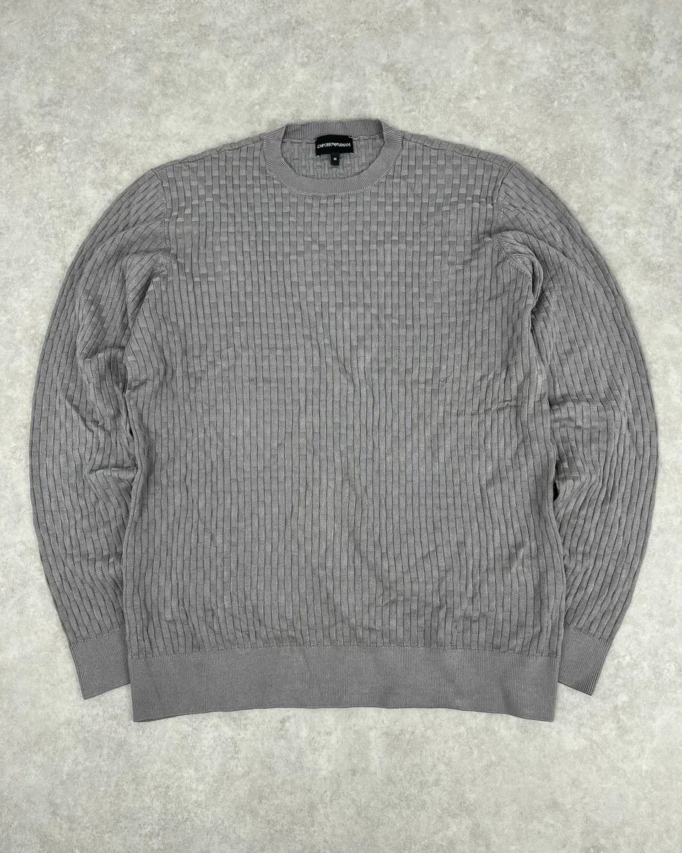 Emporio Armani AW2021 Emporio Armani Grey Woven Wool Sweater Size US M / EU 48-50 / 2 - 1 Thumbnail