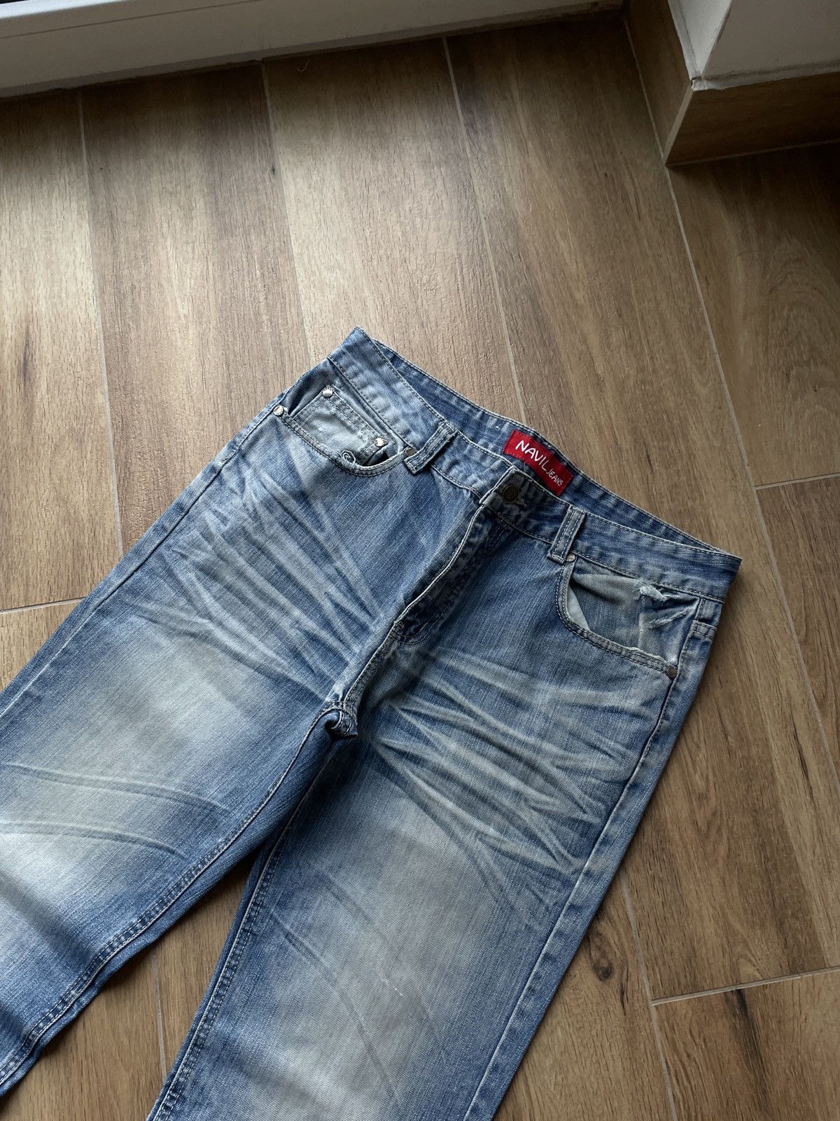 Japanese Brand Vintage Flared Jeans Baggy Mud Washed Distressed Faded Y2K Size US 34 / EU 50 - 5 Thumbnail