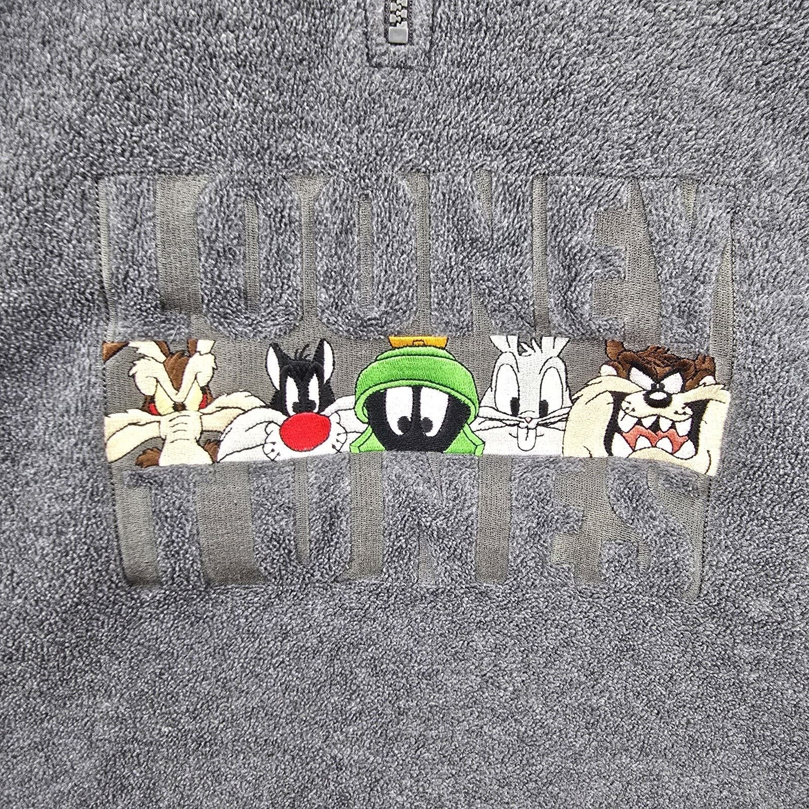 Warner Bros Vintage Looney Tunes 1/4 Zip Fleece Large Taz Wile Bugs Y2K Size US L / EU 52-54 / 3 - 3 Thumbnail