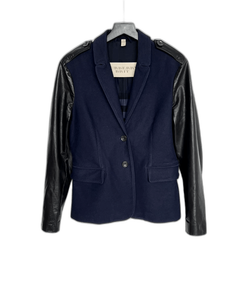 Burberry Burberry Leather Sleeve Blazer Jacket Size US M / EU 48-50 / 2 - 1 Thumbnail