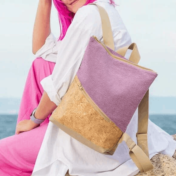 Other HANDMADE Noas Berlin Purple Corduroy Gold Cork Backpack Size ONE SIZE - 3 Thumbnail