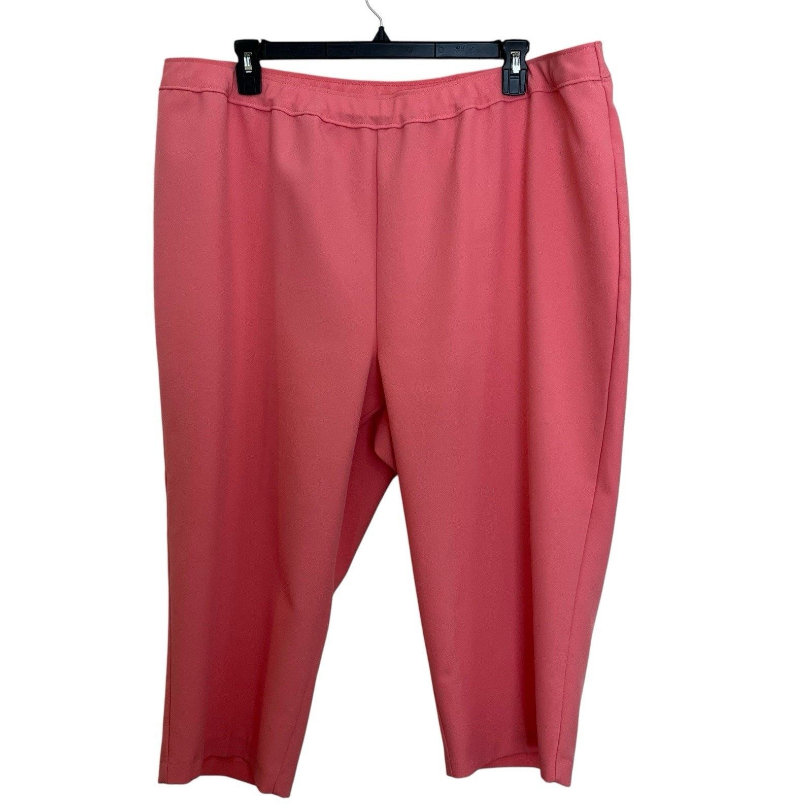 Vintage Bend Over | Coral Pink Elastic Waist Cropped Pants Vtg 28W Size 42" / US 20 - 1 Thumbnail