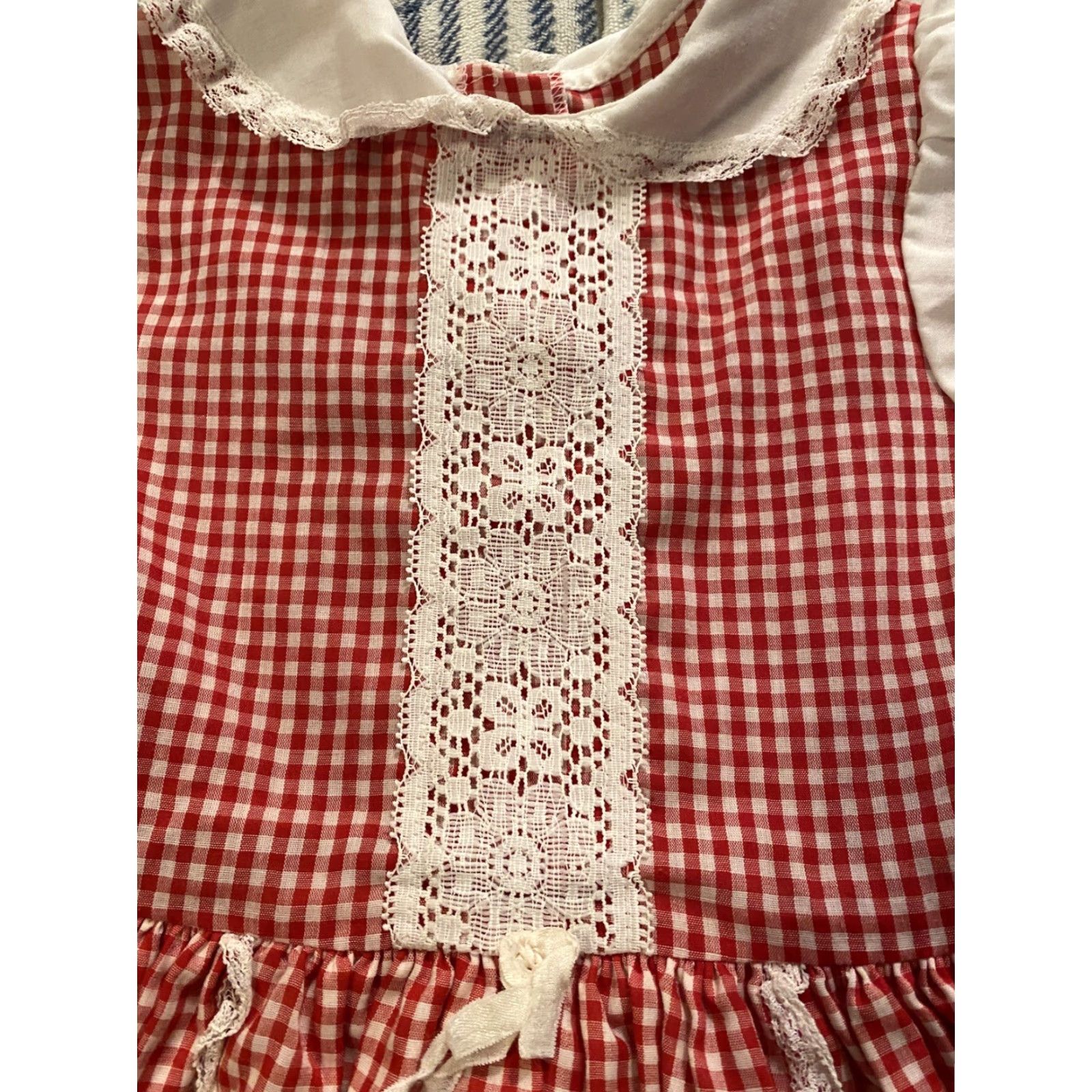 Vintage VINTAGE 60s Jodi & Jill Little Girls Farm Dress Plaid & Lace Size 5 Size ONE SIZE - 5 Thumbnail