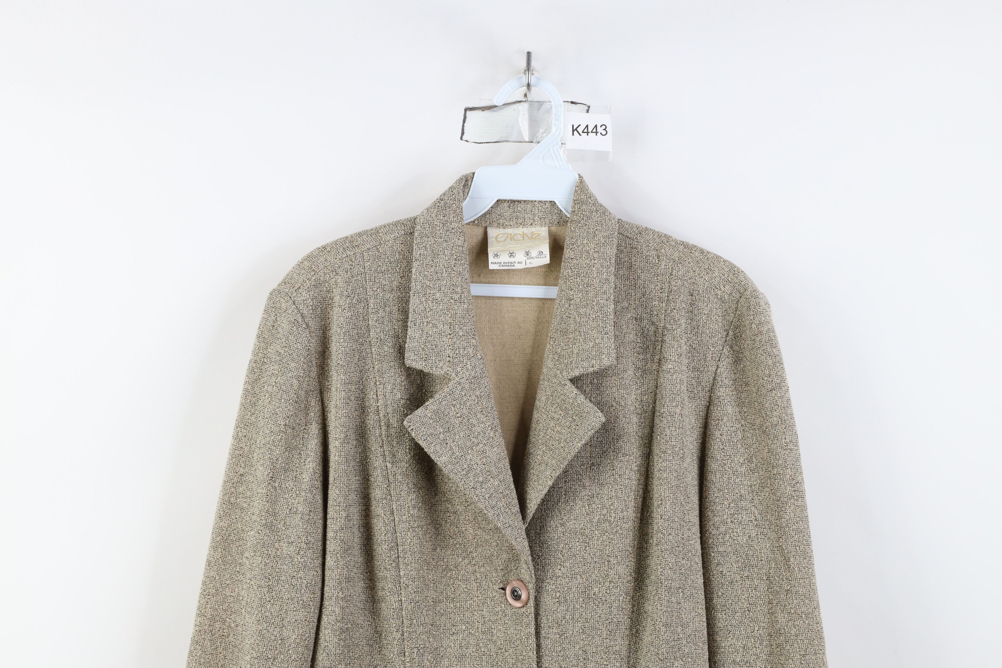 Vintage Vintage 90s Cache Cotton Blend Knit Button Jacket Coat Beige Size M / US 6-8 / IT 42-44 - 2 Thumbnail