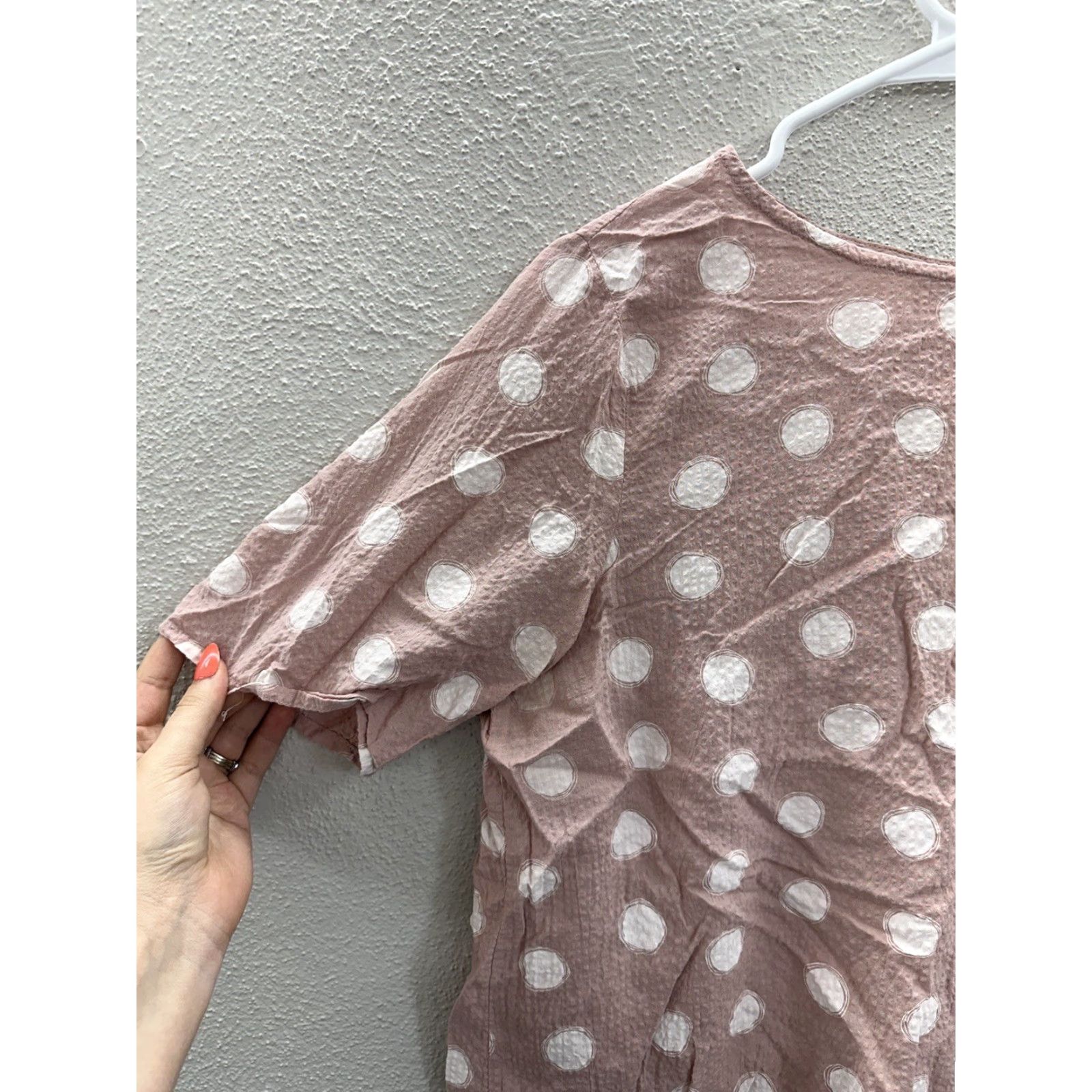 Vintage Coco & Carmen Womens Blouse Size Small Pink White Polka Dot Short Sleeve Size S / US 4 / IT 40 - 2 Thumbnail