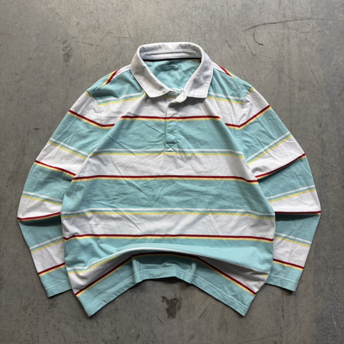 Vintage 90s Y2K Club Room Striped Long Sleeve Polo Shirt