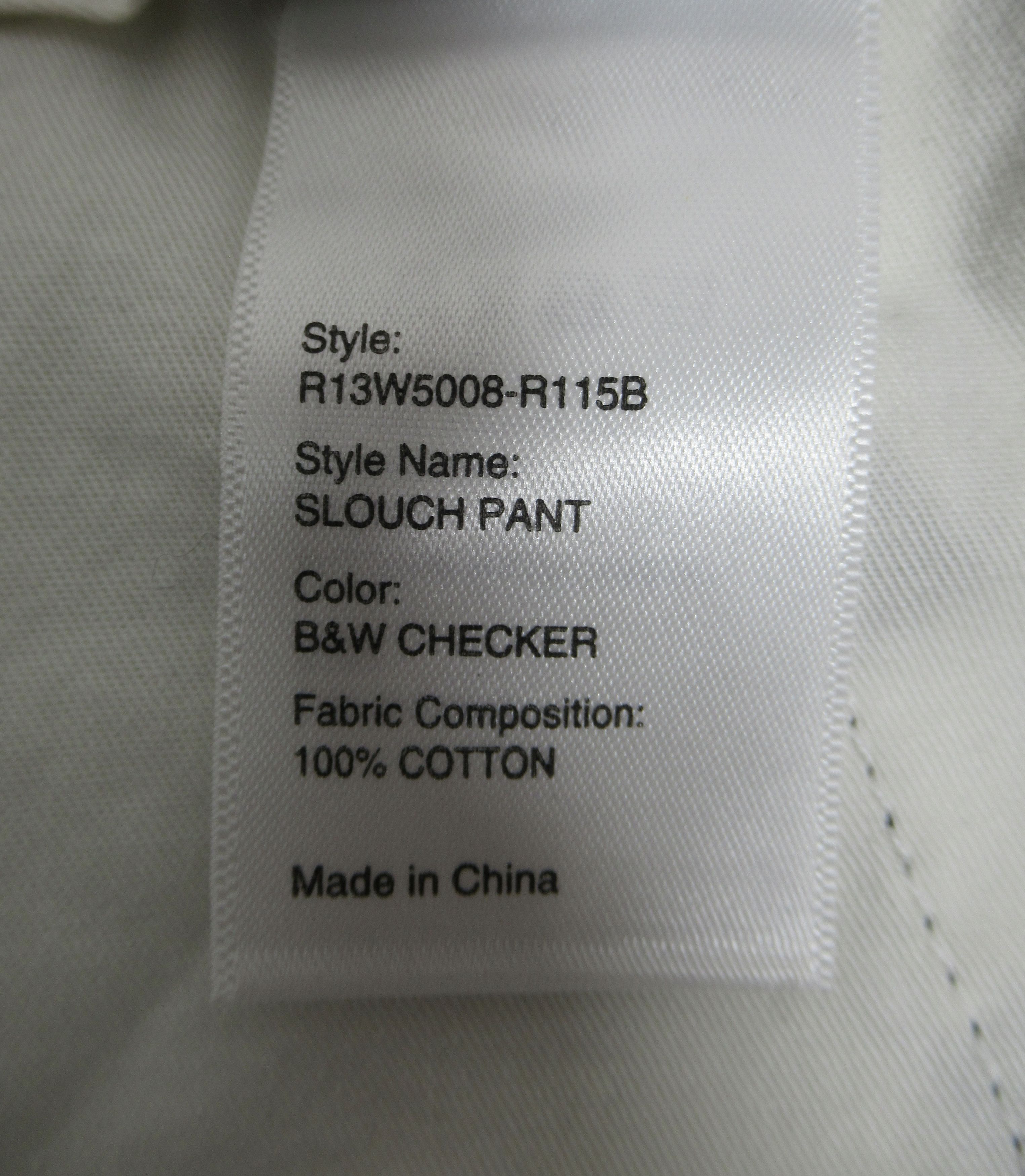 R13 R13 Slouch Pant Black White Checker R13W5008-R115B Size M Size 32" / US 10 / IT 46 - 11 Thumbnail