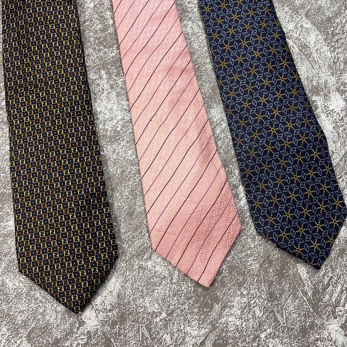 Fendi ▪️LOT OF 3 FENDI TIE FF MONOGRAM DESIGN LUXURY MEN NECKTIE Size ONE SIZE - 3 Thumbnail