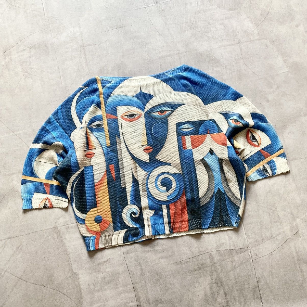 VTG Issey Miyake Pleats Please Style Abstract Face Sweater