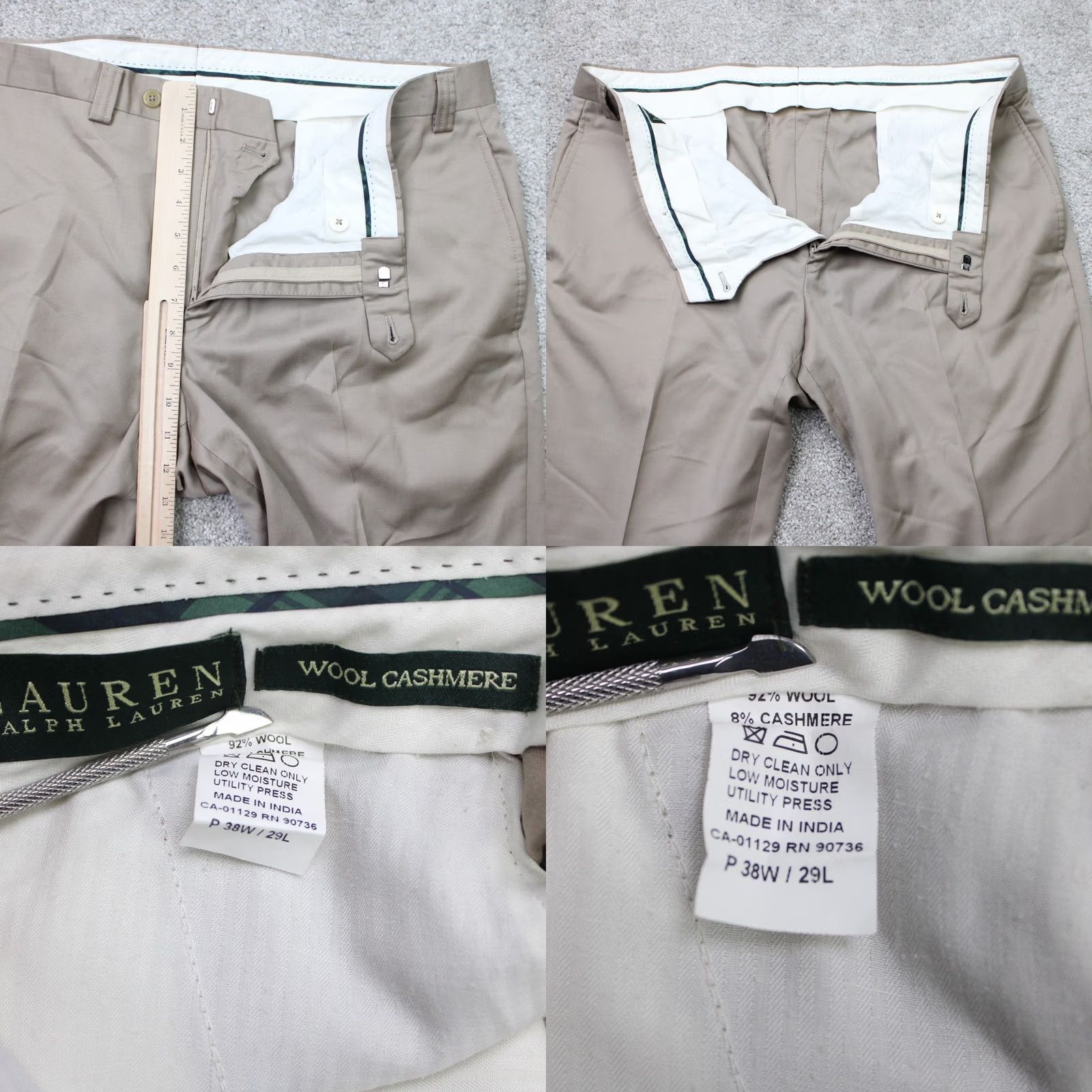 Ralph Lauren Lauren Ralph Lauren Pants Mens 38x29 Beige Wool Cashmere Flat Front Straight Dress Pants Size US 38 / EU 54 - 8 Thumbnail