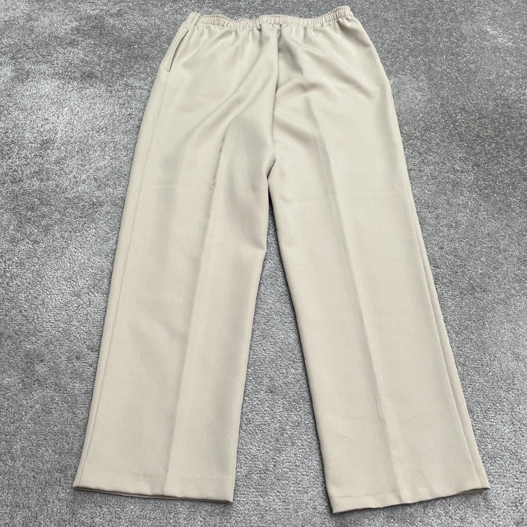 Vintage Draper's & Damon's Vintage 90s Y2K Dress Pants Womens 16 Beige Pull On Elastic Waist High Rise Flat Front Regular Size 38" / US 16 / IT 52 - 2 Thumbnail