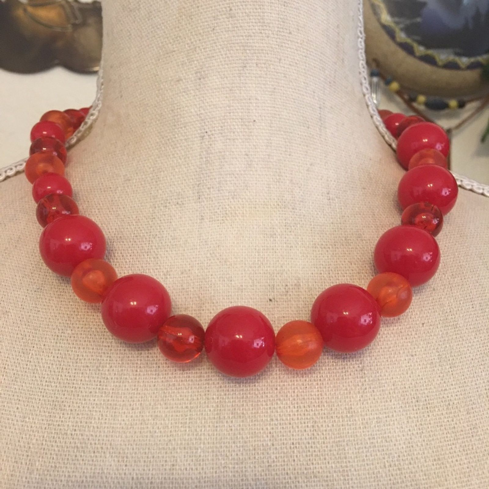 Vintage Vintage Claire’s red tone chunky bead necklace Size ONE SIZE - 1 Thumbnail
