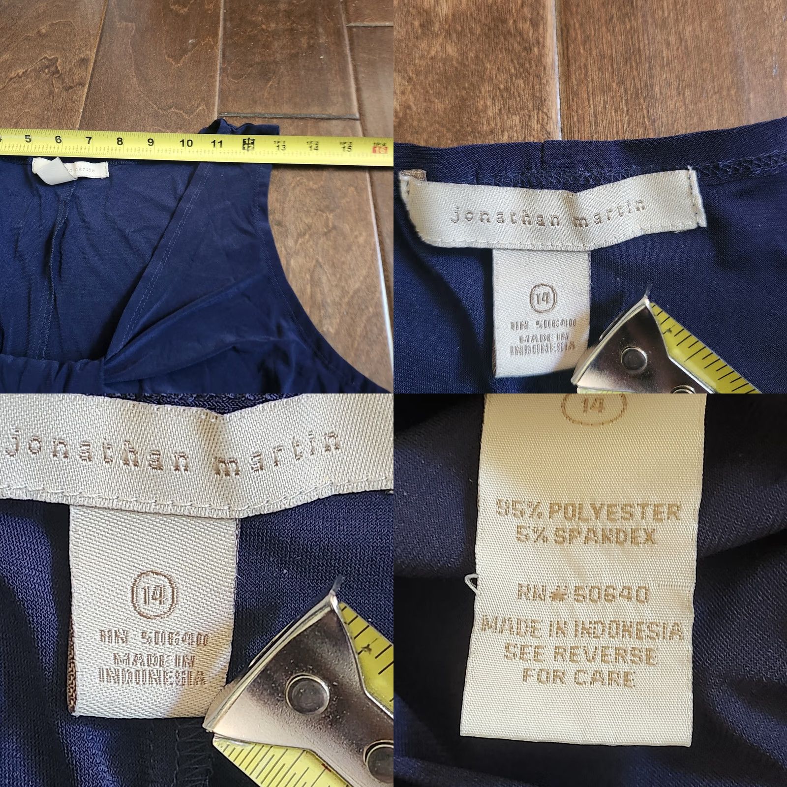 Vintage Jonathan Martin Women's Navy Blue Sleeveless Maxi Dress Size 14 - Long Polyester Spandex Size XL / US 12-14 / IT 48-50 - 9 Thumbnail