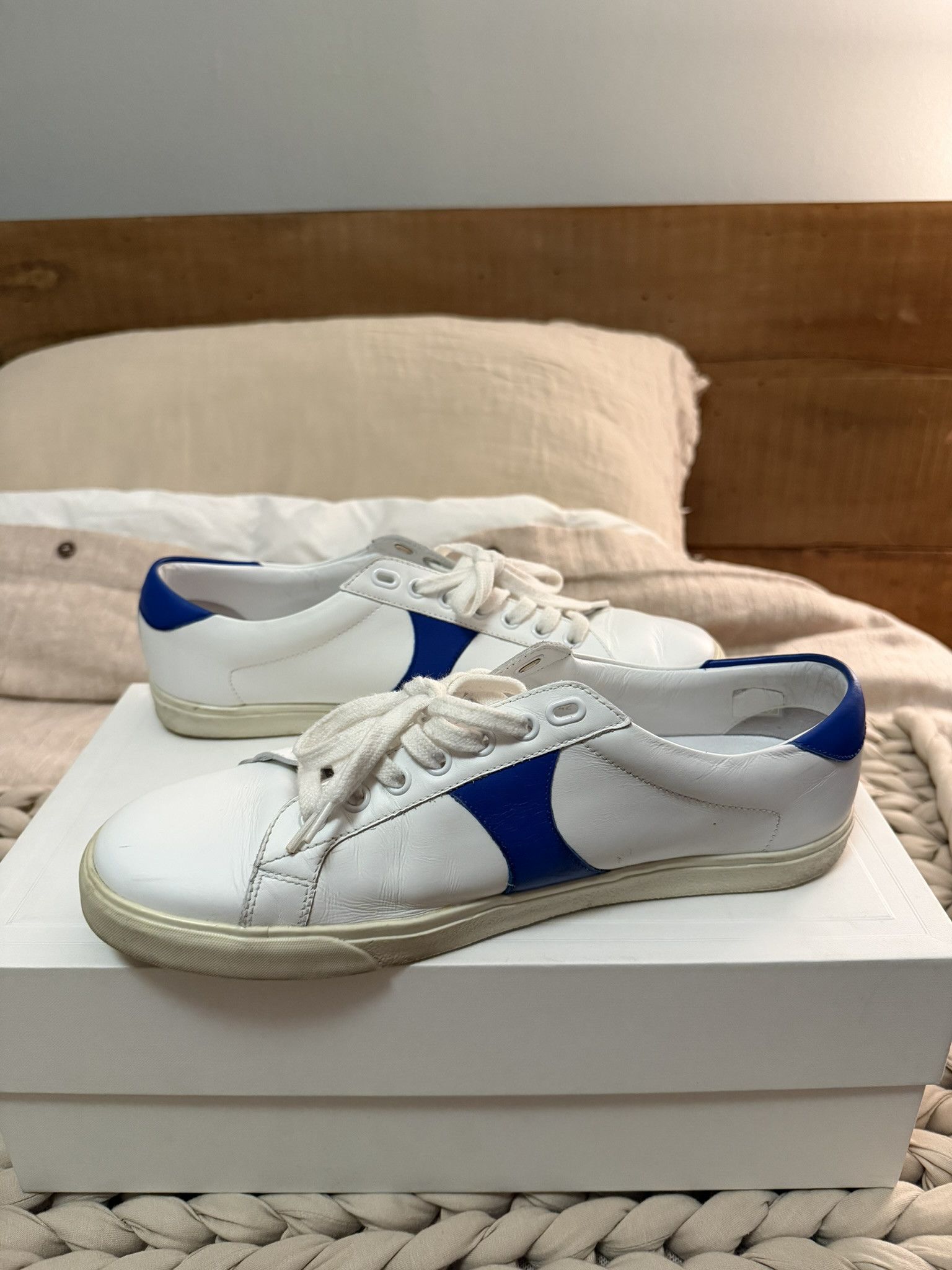 Celine Celine Shoes Celine White And Blue Leather Size: 42 Size US 9 / EU 42 - 2 Thumbnail