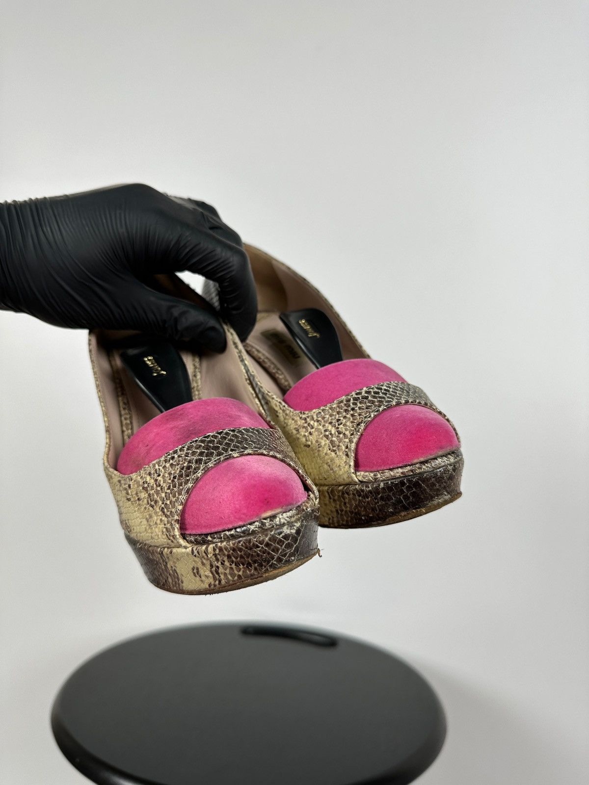 Miu Miu Miu Miu Snake Leather Platform Pumps Heel Size US 7 / IT 37 - 22 Thumbnail