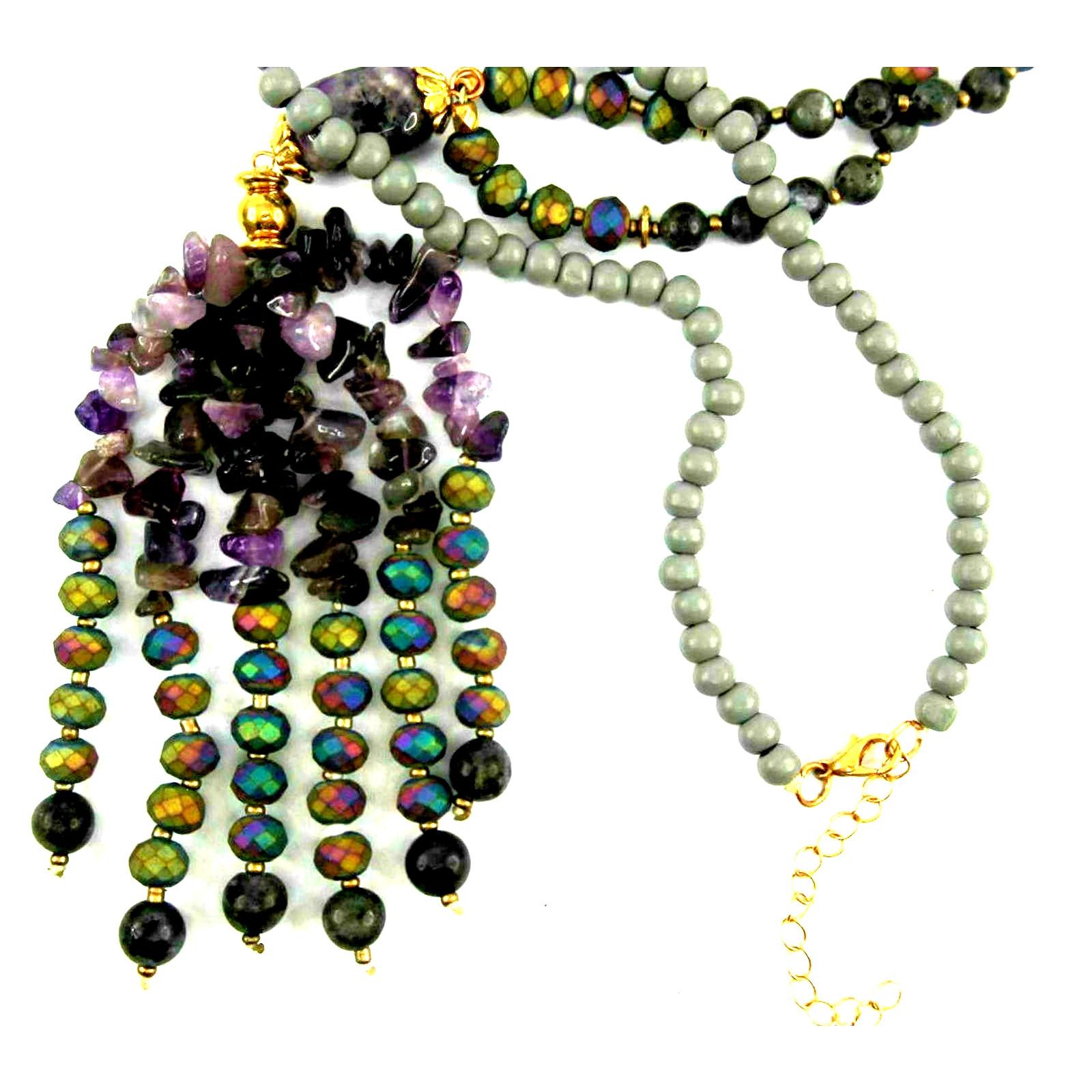 The Unbranded Brand Genuine Amethyst Necklace Multicolor Aurora Borealis Beads Size ONE SIZE - 2 Thumbnail