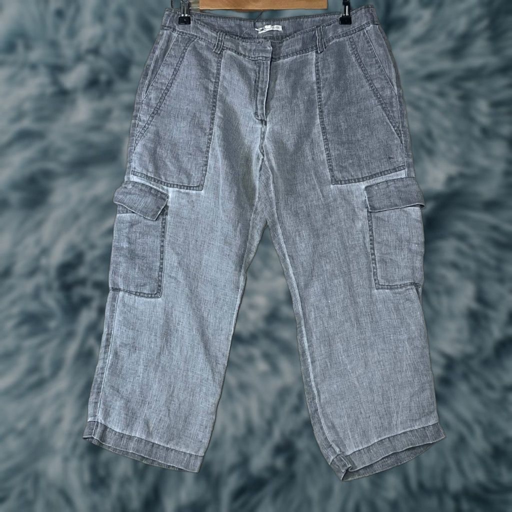 Eileen Fisher Eileen Fisher Womens Pants Capri Cargo Linen Bottoms Size 6 Gray See Pics Size 28" / US 6 / IT 42 - 1 Thumbnail