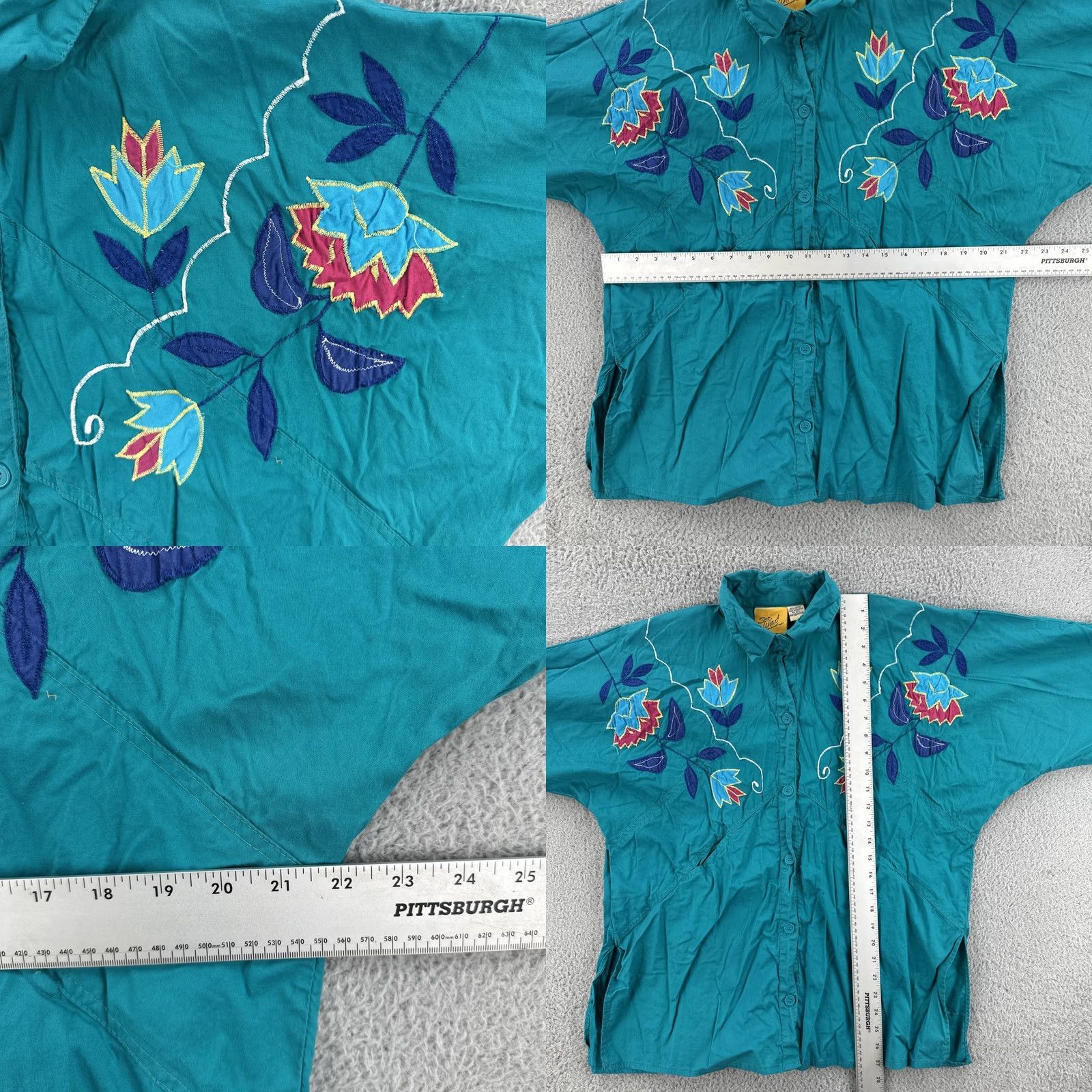 Vintage VINTAGE Sea Wing Shirt Womens One Size Fits All Green Embroidered Pocketed Button Up Shirt L Green Womens Size L / US 10 / IT 46 - 8 Thumbnail
