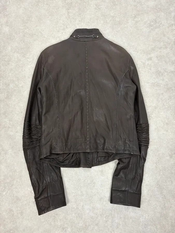 Marithe + Francois Girbaud SS2003 Marithé + François Girbaud Brown Asymmetrical Buttoned Leather Jacket Size M / US 6-8 / IT 42-44 - 6 Thumbnail