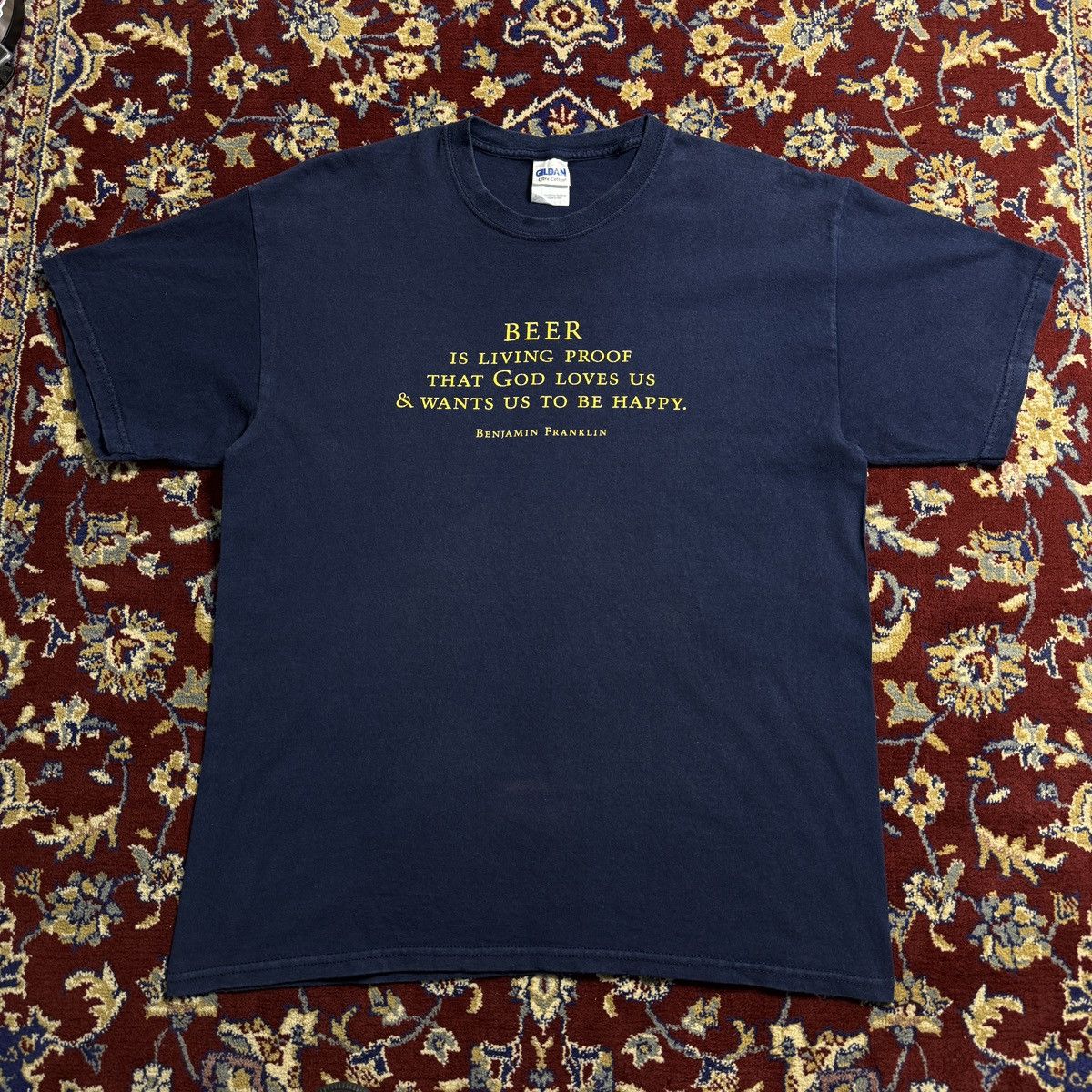 Vintage 2000s Benjamin Frankin Beer God loves funny tee Y2k alcohol Size US L / EU 52-54 / 3 - 2 Thumbnail