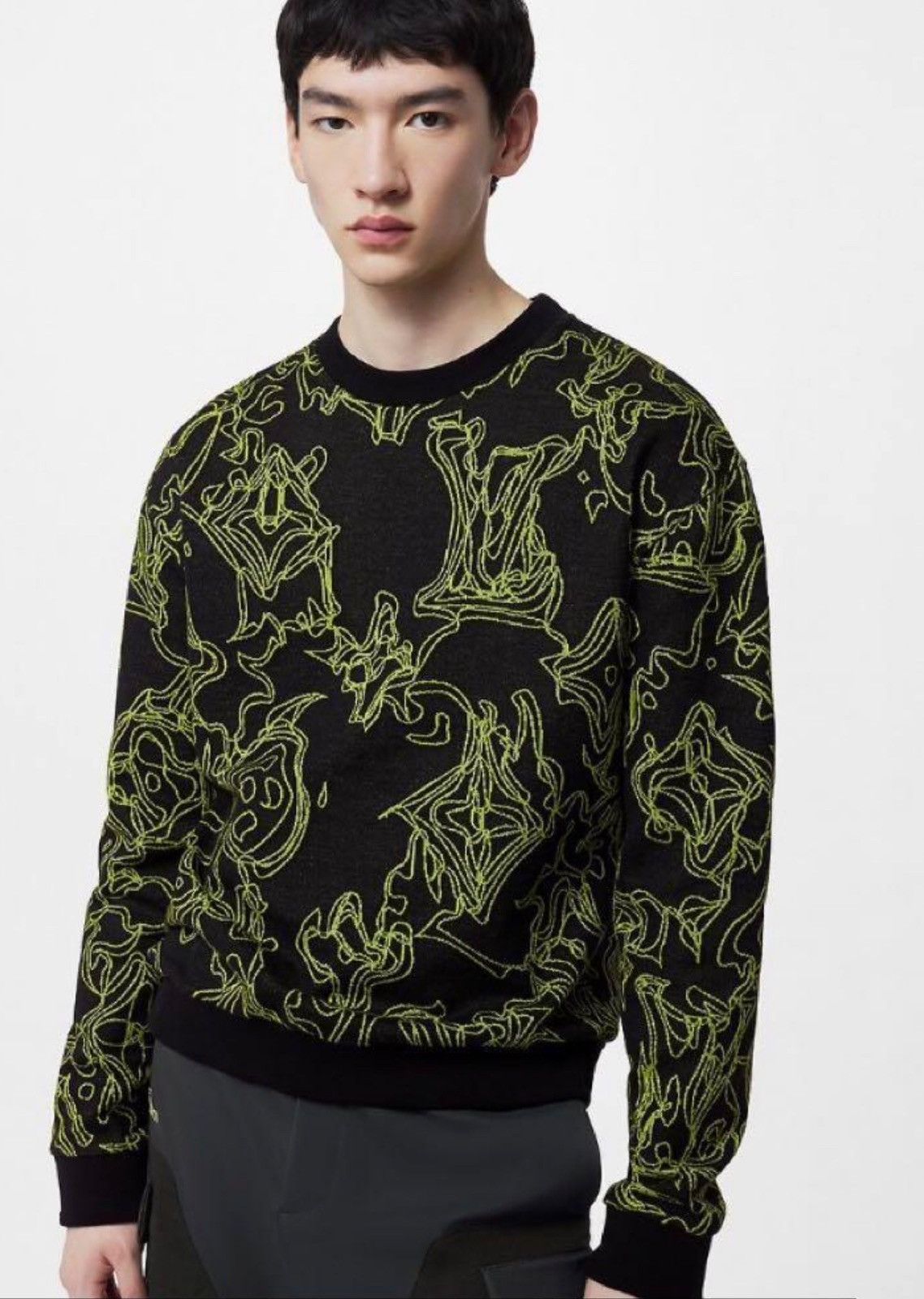 Louis Vuitton LOUISVUITTON Wavy Monogram Cotton Crew Neck Knit Sweater Size US M / EU 48-50 / 2 - 1 Thumbnail