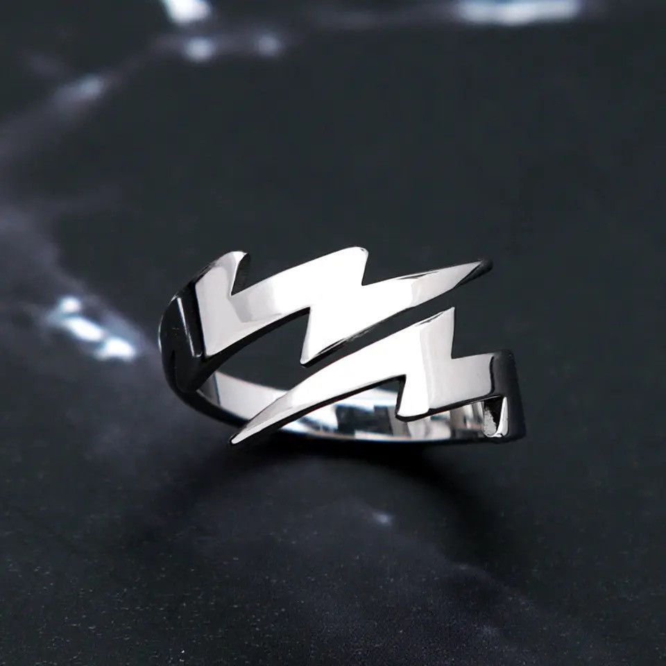Jewelry × Vintage Lightning Bolt Ring Retro Adjustable Size ONE SIZE - 3 Thumbnail