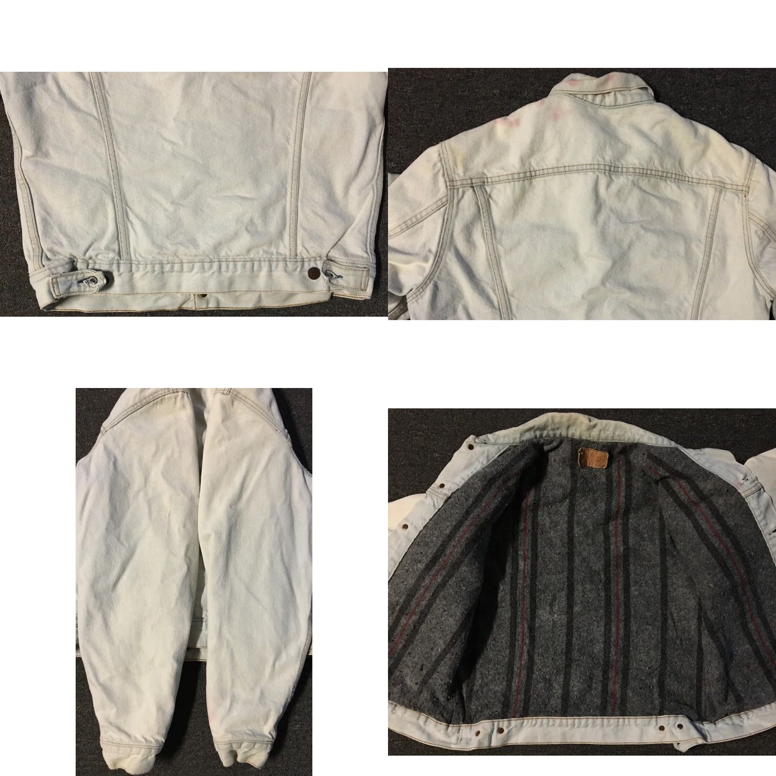 Levi's Vtg 80s Levis Faded Distress Blanket Lined Jacket 42L USA Trucker Grunge Biker Size US XS / EU 42 / 0 - 8 Thumbnail