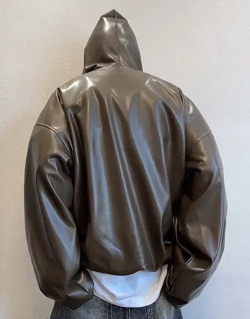 VIBE Avant garde fashion punk oversized faux leather hoodie Size US XL / EU 56 / 4 - 5 Thumbnail