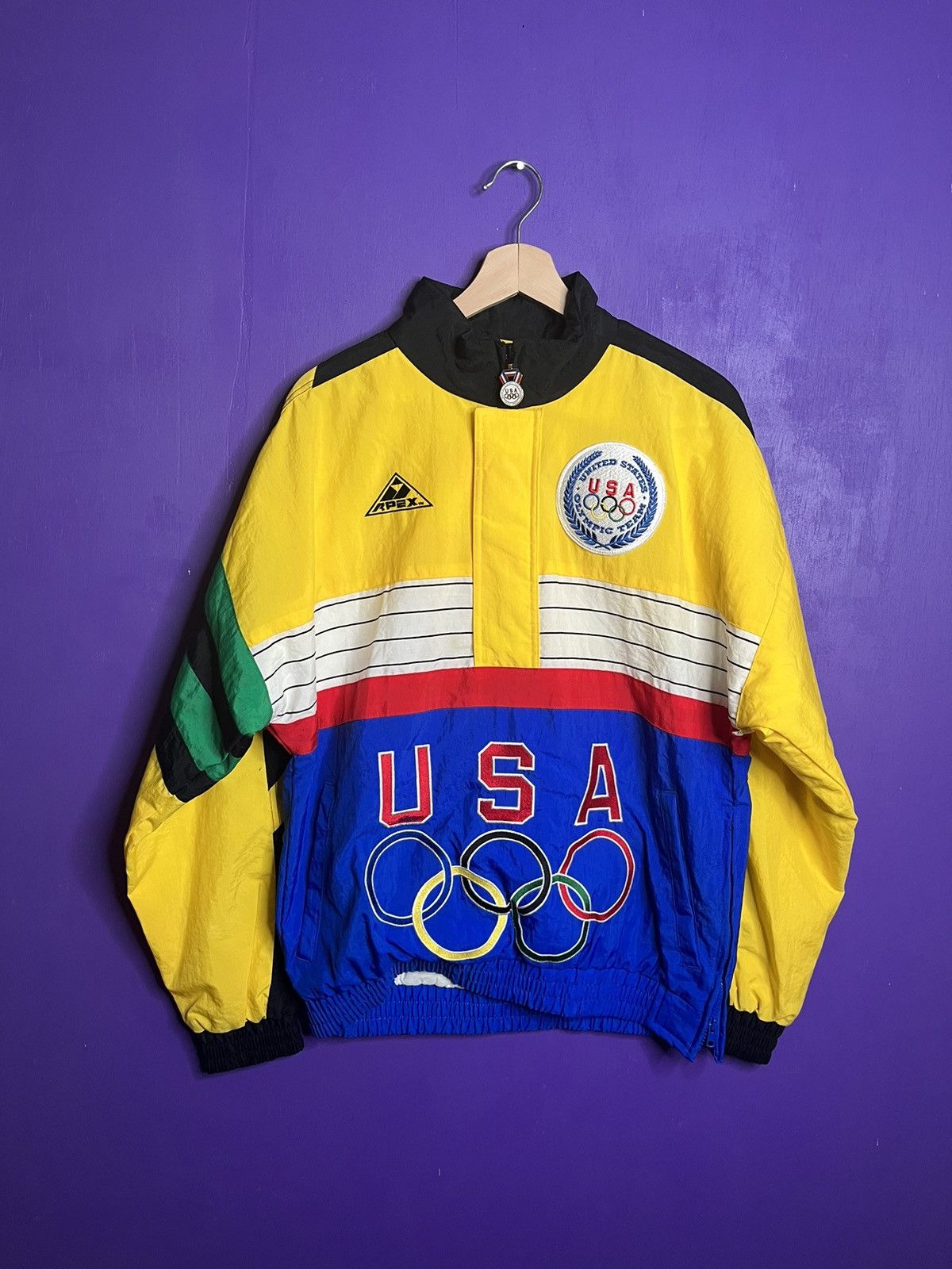 image of Vintage Apex One Usa Olympic Team Windbreaker Jacket, Men's (Size Small)