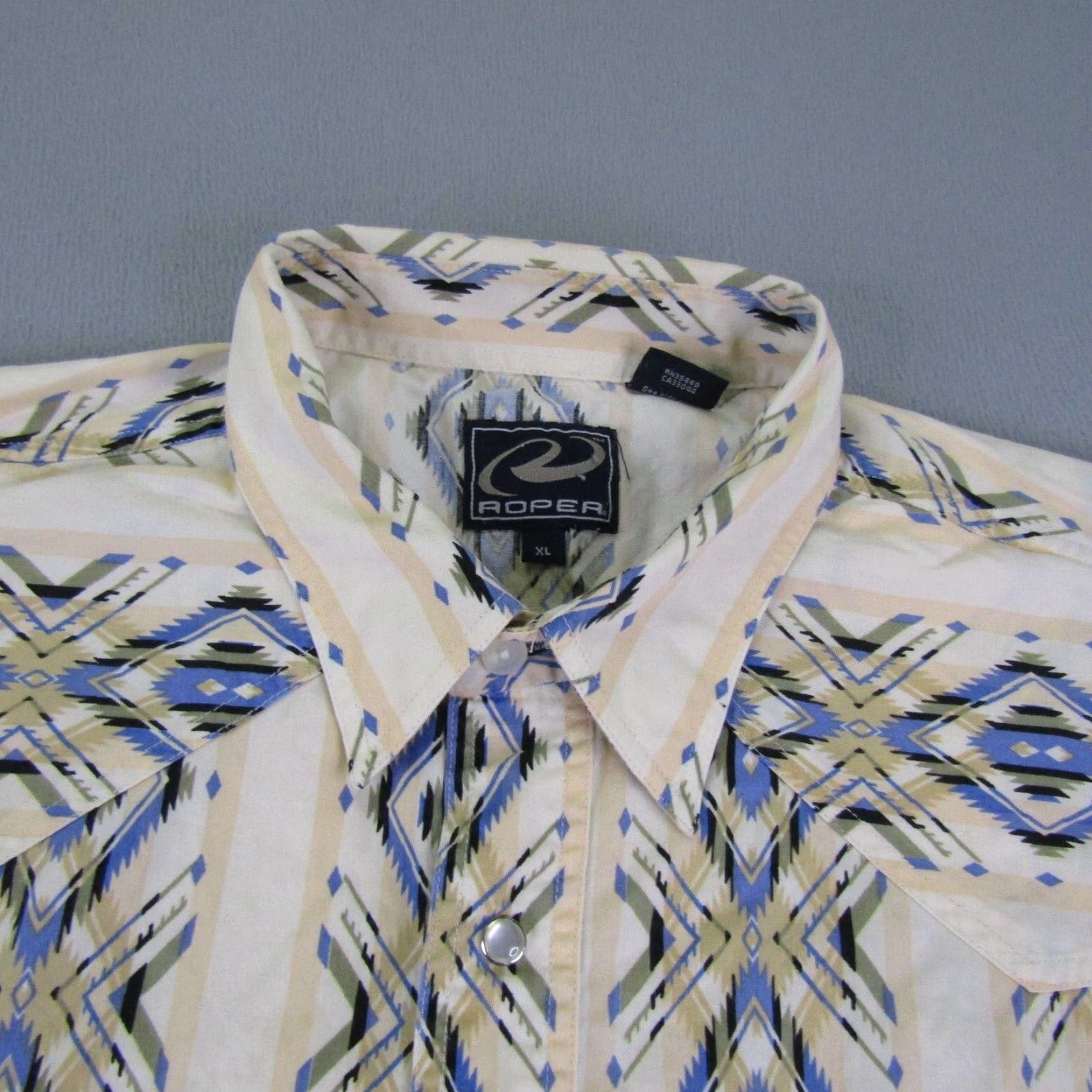 Roper VINTAGE Roper Western Shirt Mens XL White Pink Pearl Snap Southwestern Aztec Rodeo Ranch Shirt Size US XL / EU 56 / 4 - 2 Thumbnail