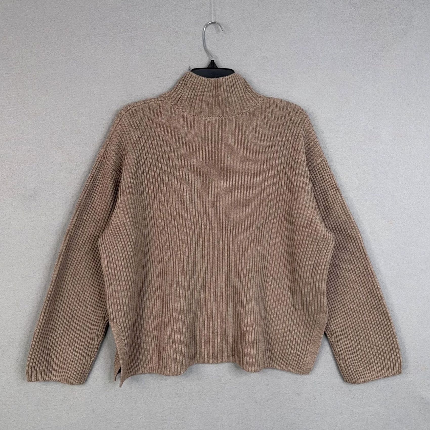 Gap Gap Sweater Womens Medium Beige Mock Neck Chunky Knit Pullover Shirt/Top (M) Ladies Casual Knit Ribbed Long Sleeve Regular Fit Beige Size M / US 6-8 / IT 42-44 - 4 Thumbnail