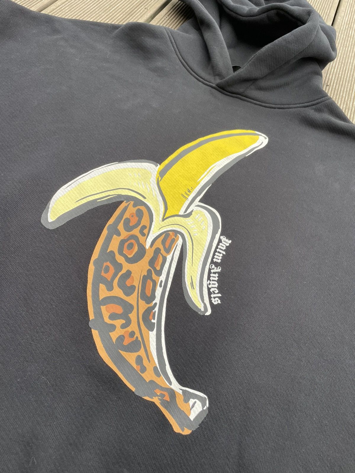 Palm Angels Leopard Banana Print Black/Yellow Hoodie L