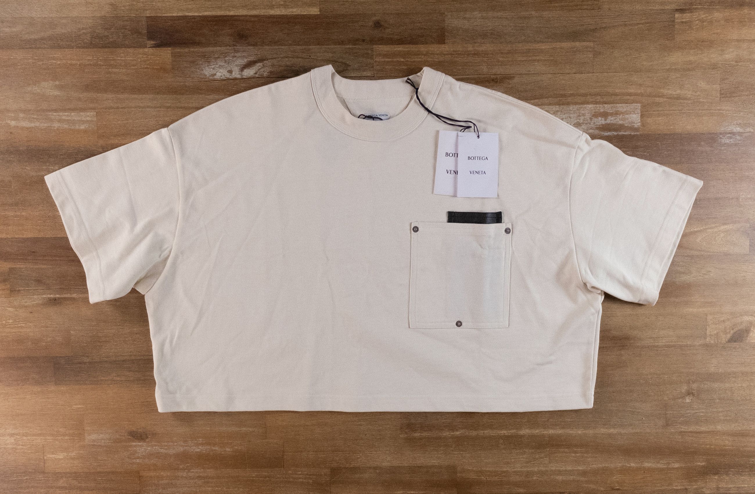 Bottega Veneta BOTTEGA VENETA cream Japanese jersey oversize crop t-shirt q Size L / US 10 / IT 46 - 7 Thumbnail