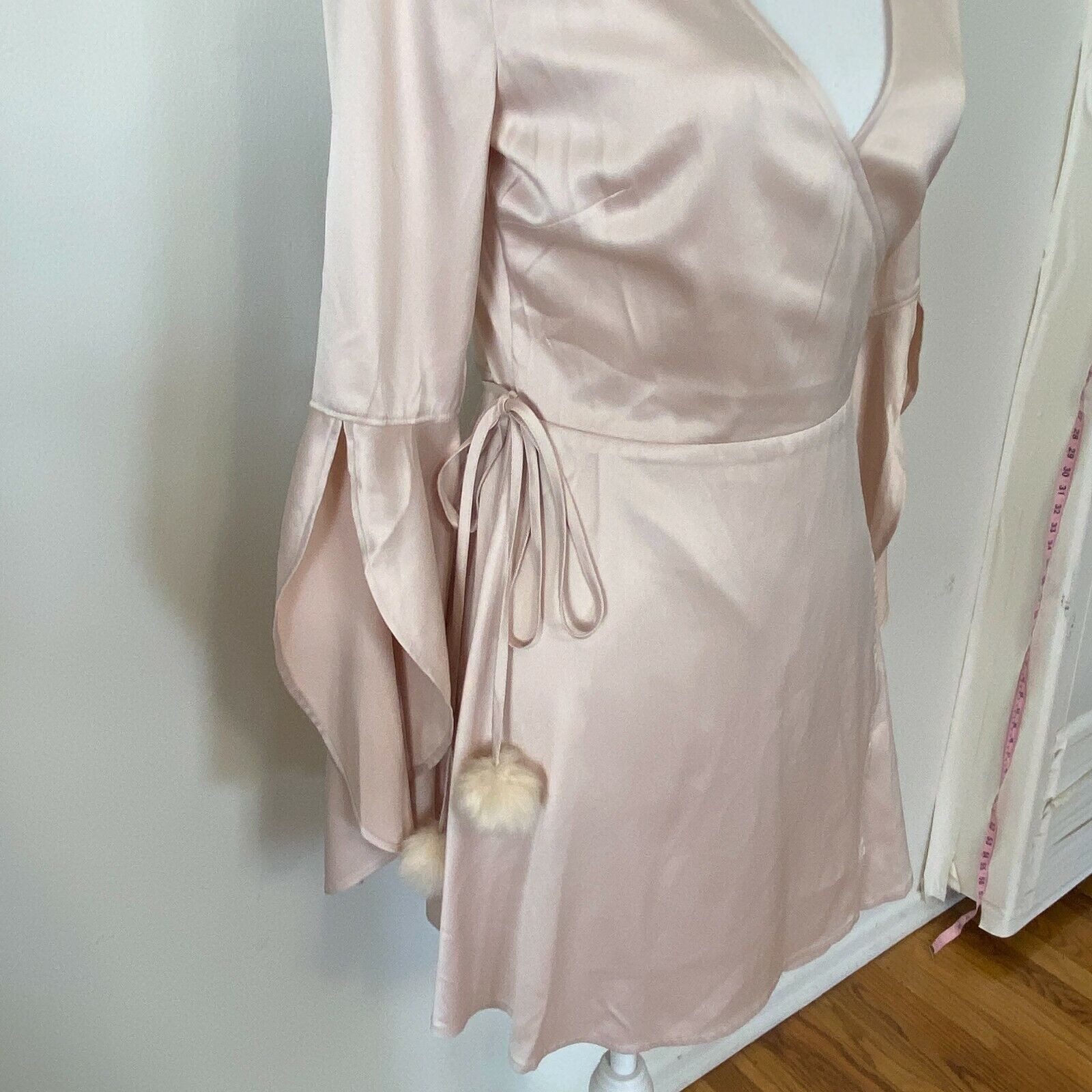 Other NWT Revolve Majorelle Satin Hex Mini Tie Wrap Bell Sleeve SM Size S / US 4 / IT 40 - 5 Thumbnail