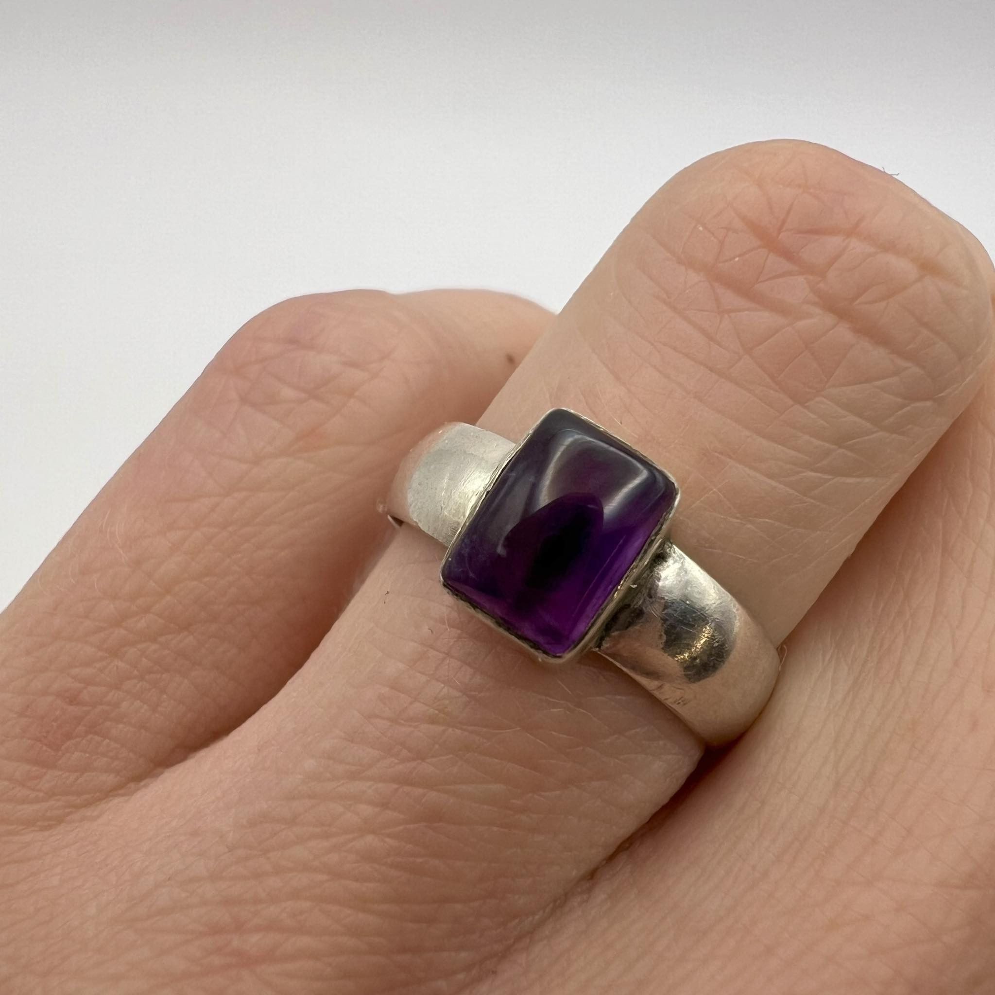 Sterling Silver Vintage Sterling Silver Jewelry Ring Natural Amethyst Size 6 Size ONE SIZE - 1 Thumbnail