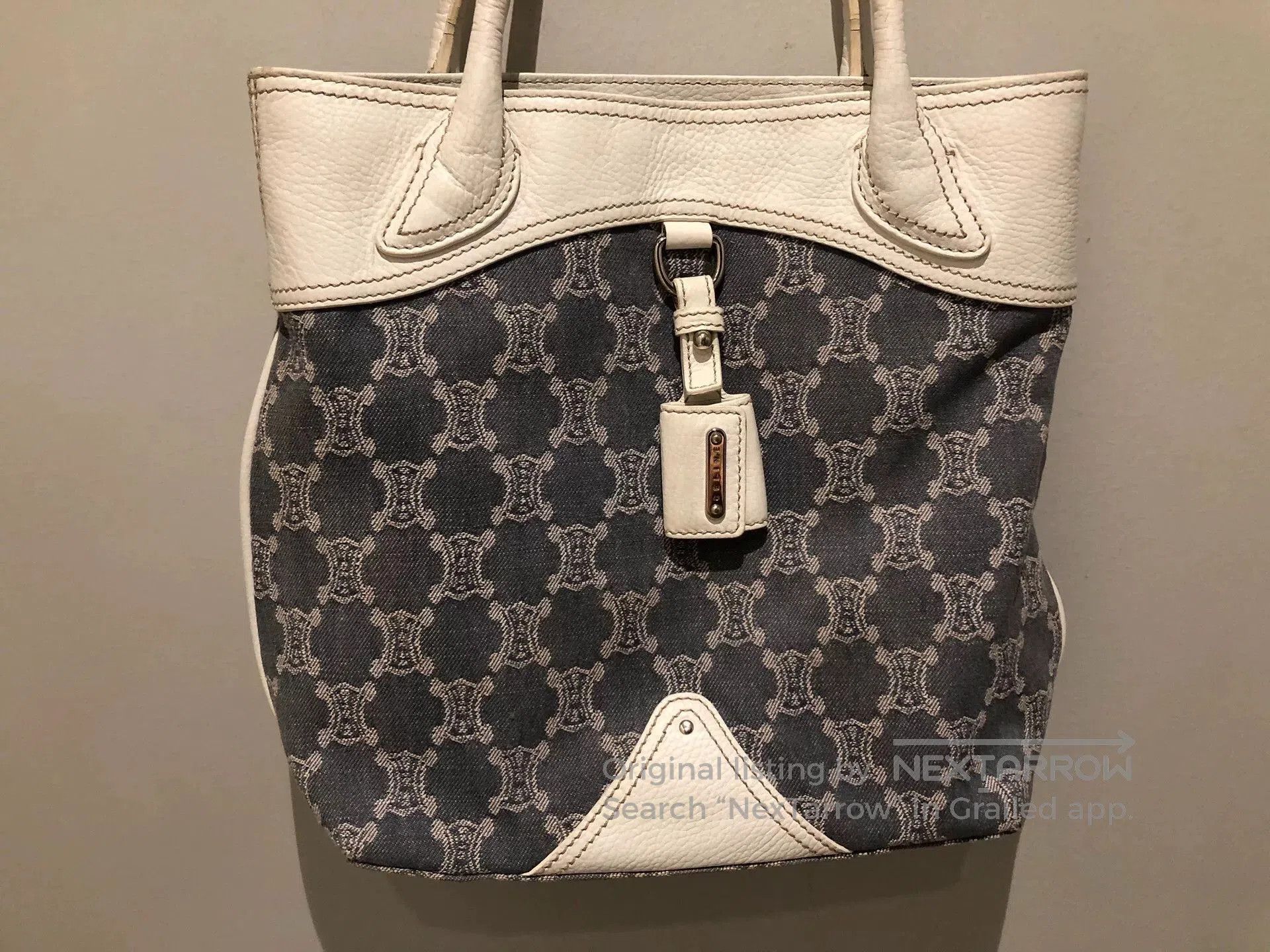 Celine Celine Vintage Denim Baby Blue Triomphe Tote. Size ONE SIZE - 3 Thumbnail