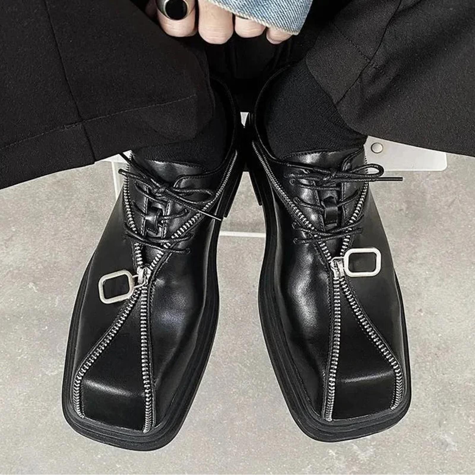 Leather Square Toe Zipper Shoes Size US 8 / EU 41 - 3 Thumbnail