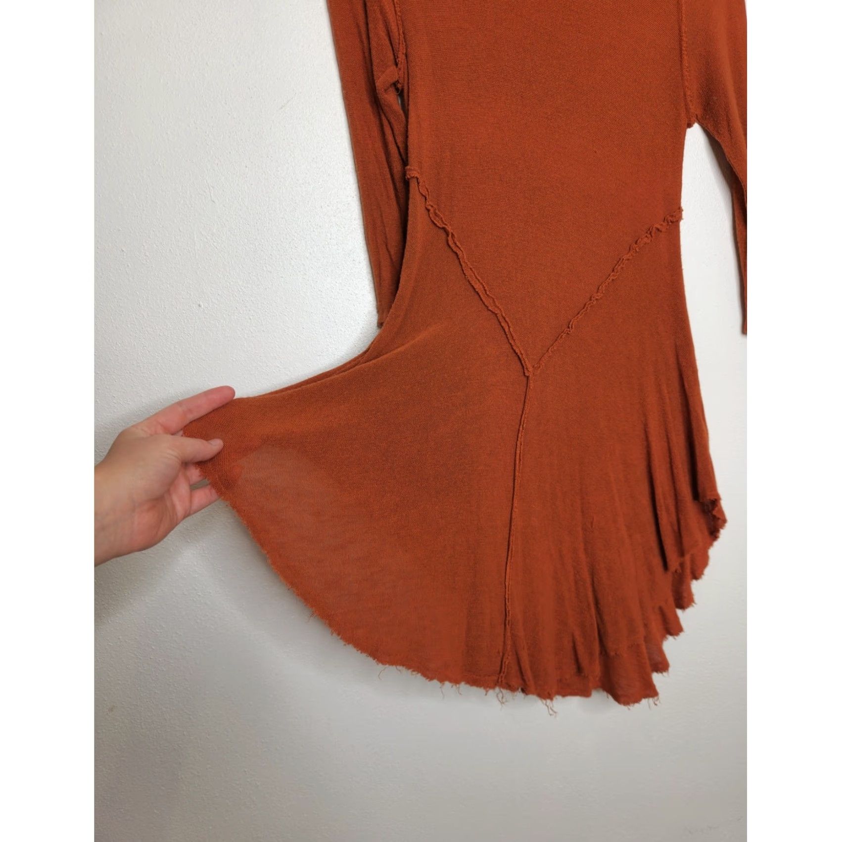 Free People **Y2K Free People Medium Asymmetrical Hem Burnt Orange Boho Tunic** User: Y2K Free People Medium Asymmetrical Hem Burnt Orange Boho Tunic Size M / US 6-8 / IT 42-44 - 2 Thumbnail