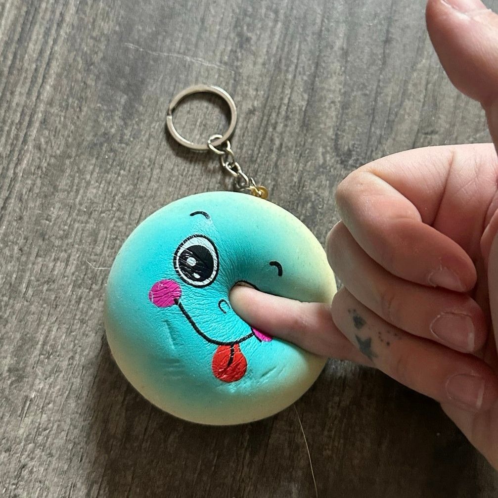Other blue silly face squishy keychain Size ONE SIZE - 2 Thumbnail