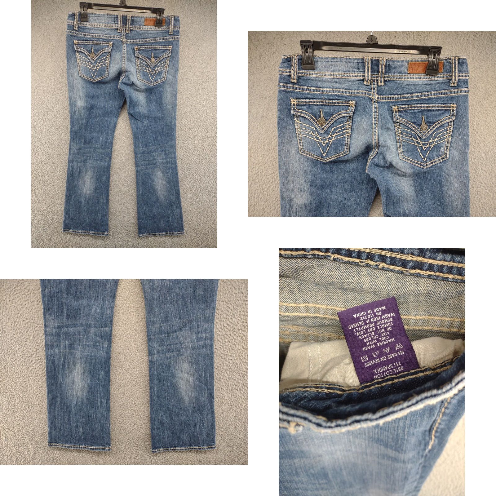 Vintage VIGOSS Bootcut Jeans Flap Pocket Embroidered Thick Stitch Size 5 Blue Womens Jeans Size 27" / US 4 / IT 40 - 8 Thumbnail