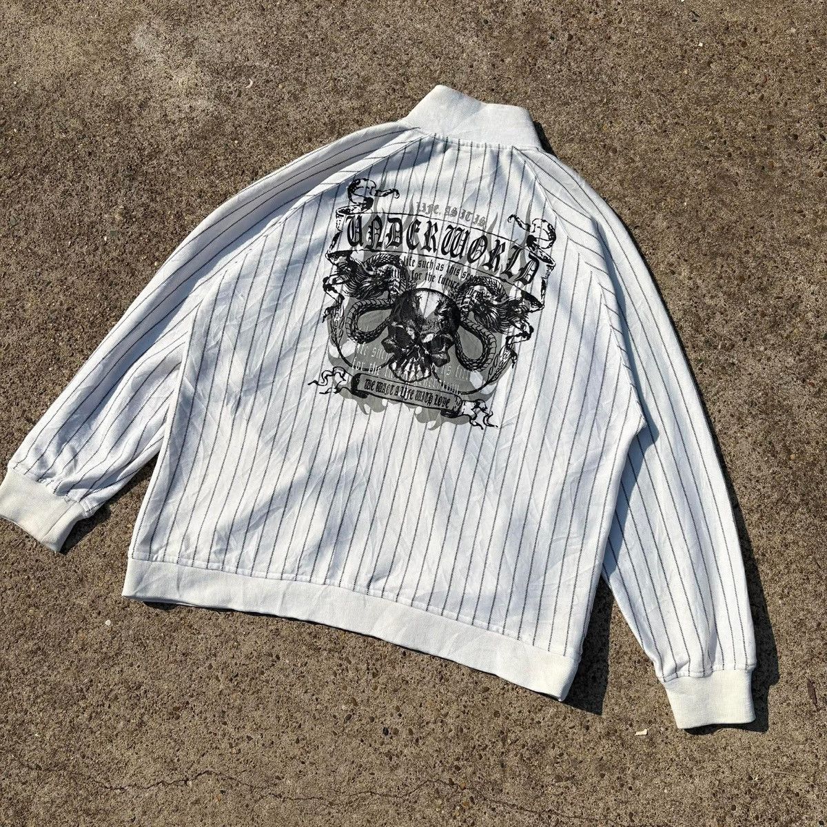 Japanese Brand Fogaty House Skull Pinstripe Track Jacket Size US XL / EU 56 / 4 - 14 Thumbnail