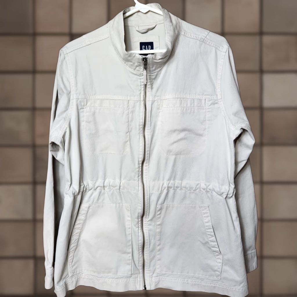 Gap Gap Womens Beige Four Leaf Clover Twill Cotton Field/Utility/Chore Jacket-Size L Size L / US 10 / IT 46 - 1 Thumbnail
