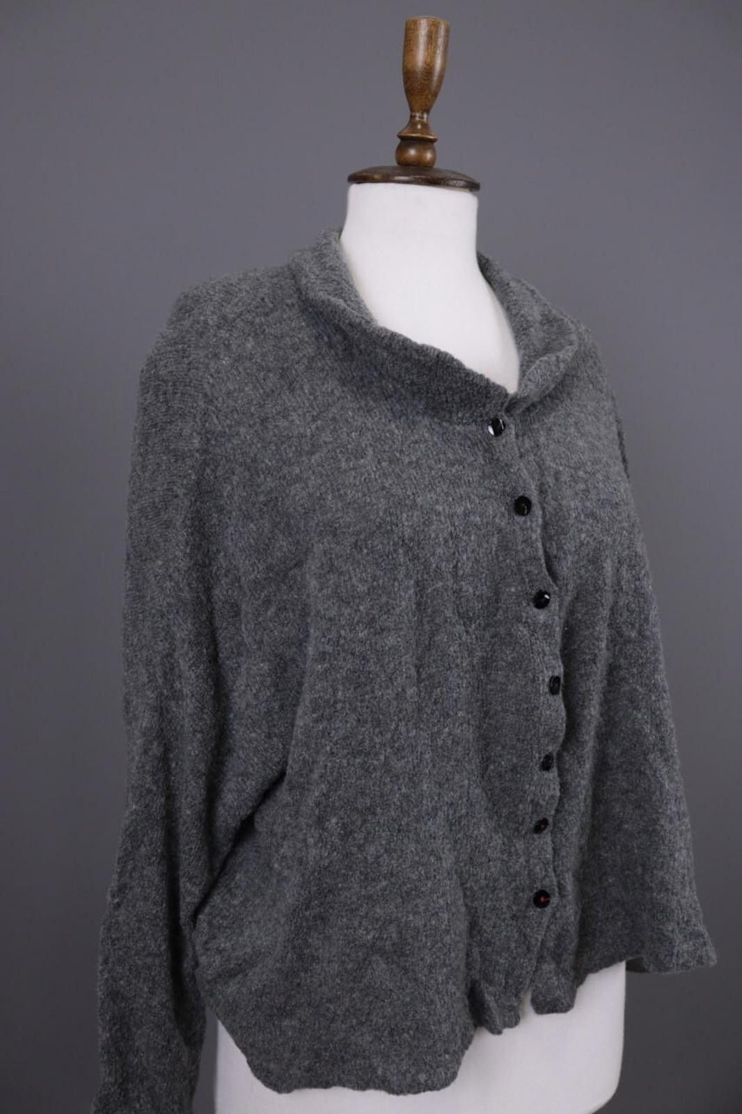 Designer Grizas Gray Wool Lagenlook Textured Sweater Size XL Size XL / US 12-14 / IT 48-50 - 6 Thumbnail