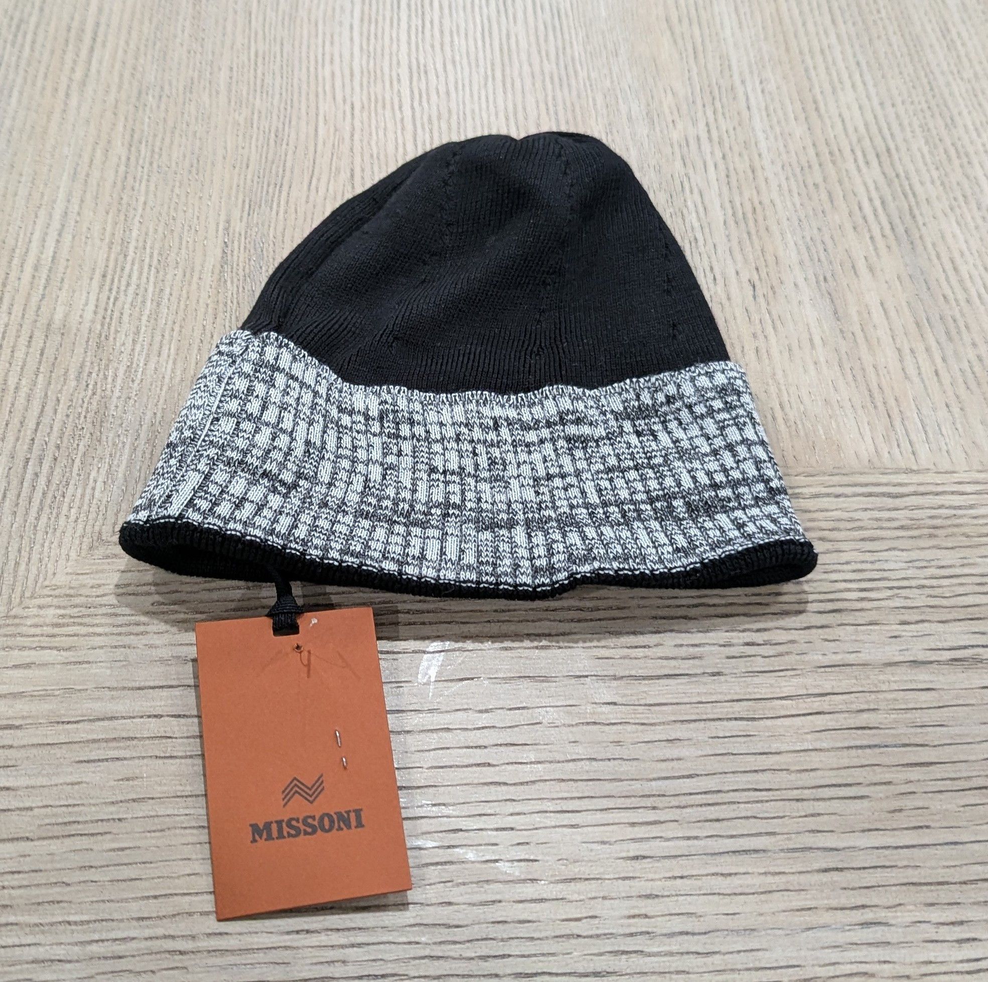 Missoni MISSONI Space Dyed Wool Cuff Knit Beanie Hat Black/Gray Size ONE SIZE - 1 Thumbnail