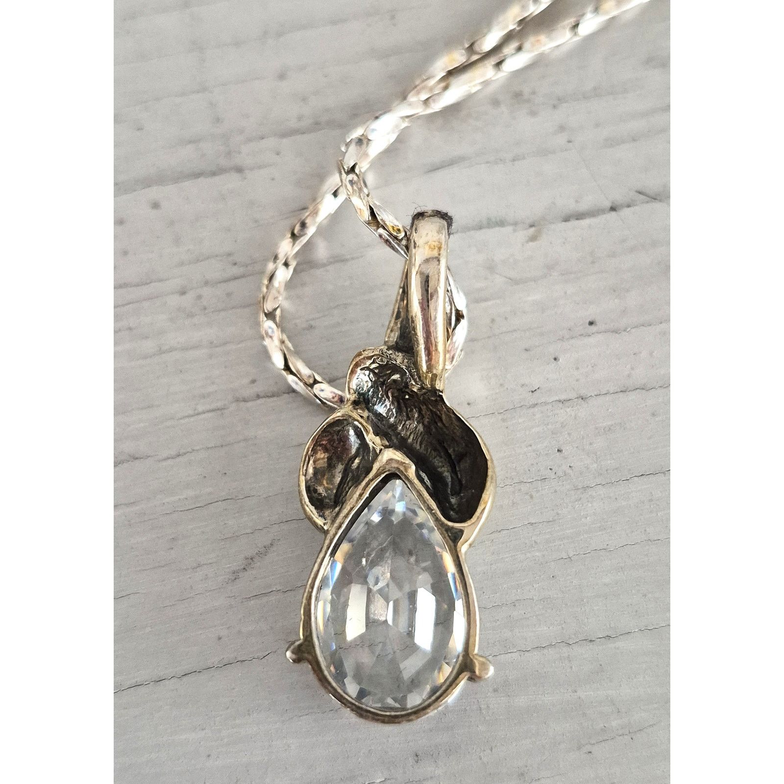 Other Sterling Silver Pear CZ Marcasite Pendant with Necklace Size ONE SIZE - 3 Thumbnail