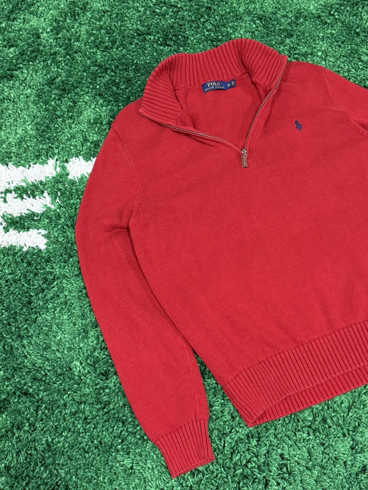 Polo Ralph Lauren Polo Ralph Lauren Red Knit Sweater Quarter Zip Logo Medium Size US M / EU 48-50 / 2 - 2 Thumbnail