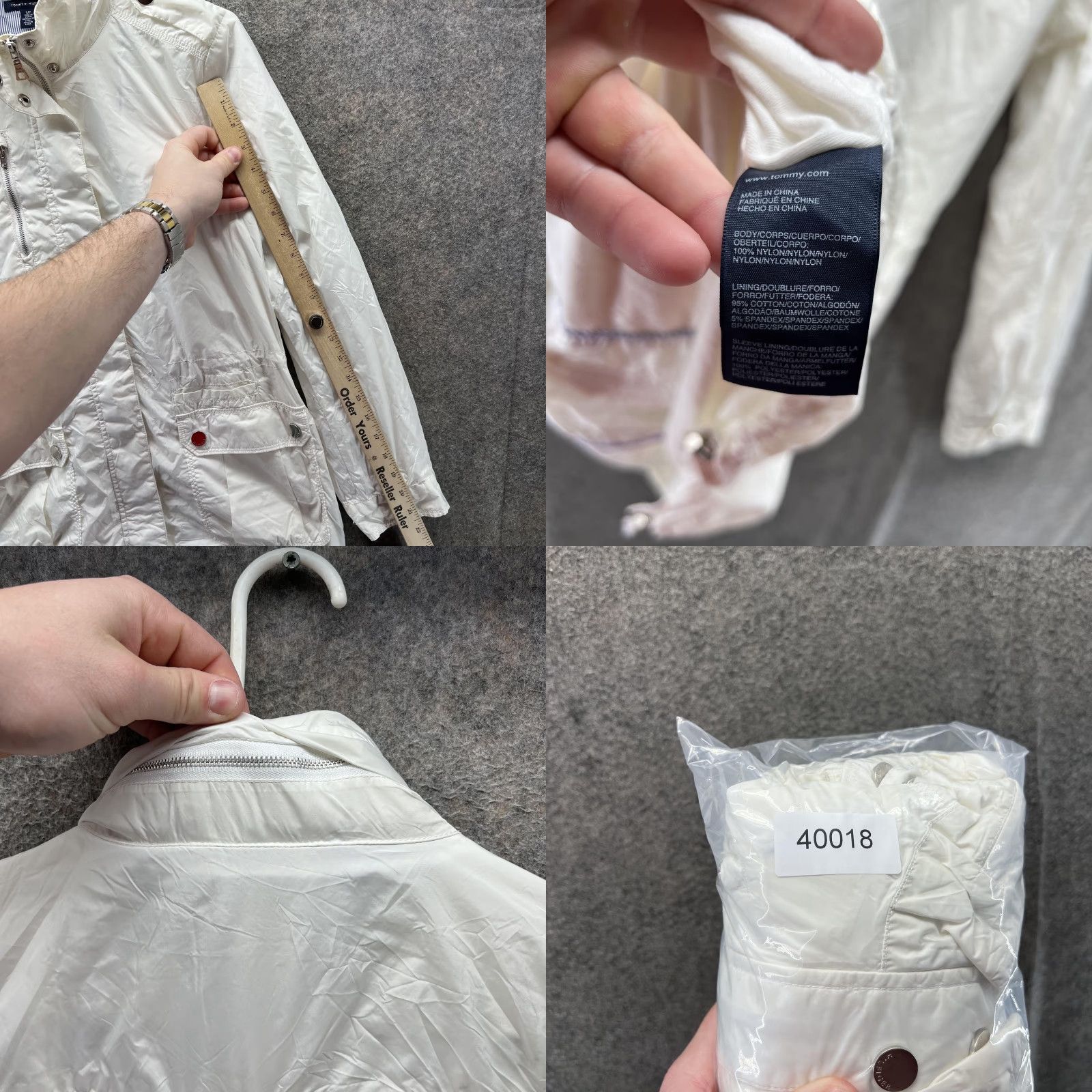 Tommy Hilfiger Tommy Hilfiger Rain Coat Womens Small White Hooded Nylon Zip Windbreaker Jacket Size S / US 4 / IT 40 - 8 Thumbnail